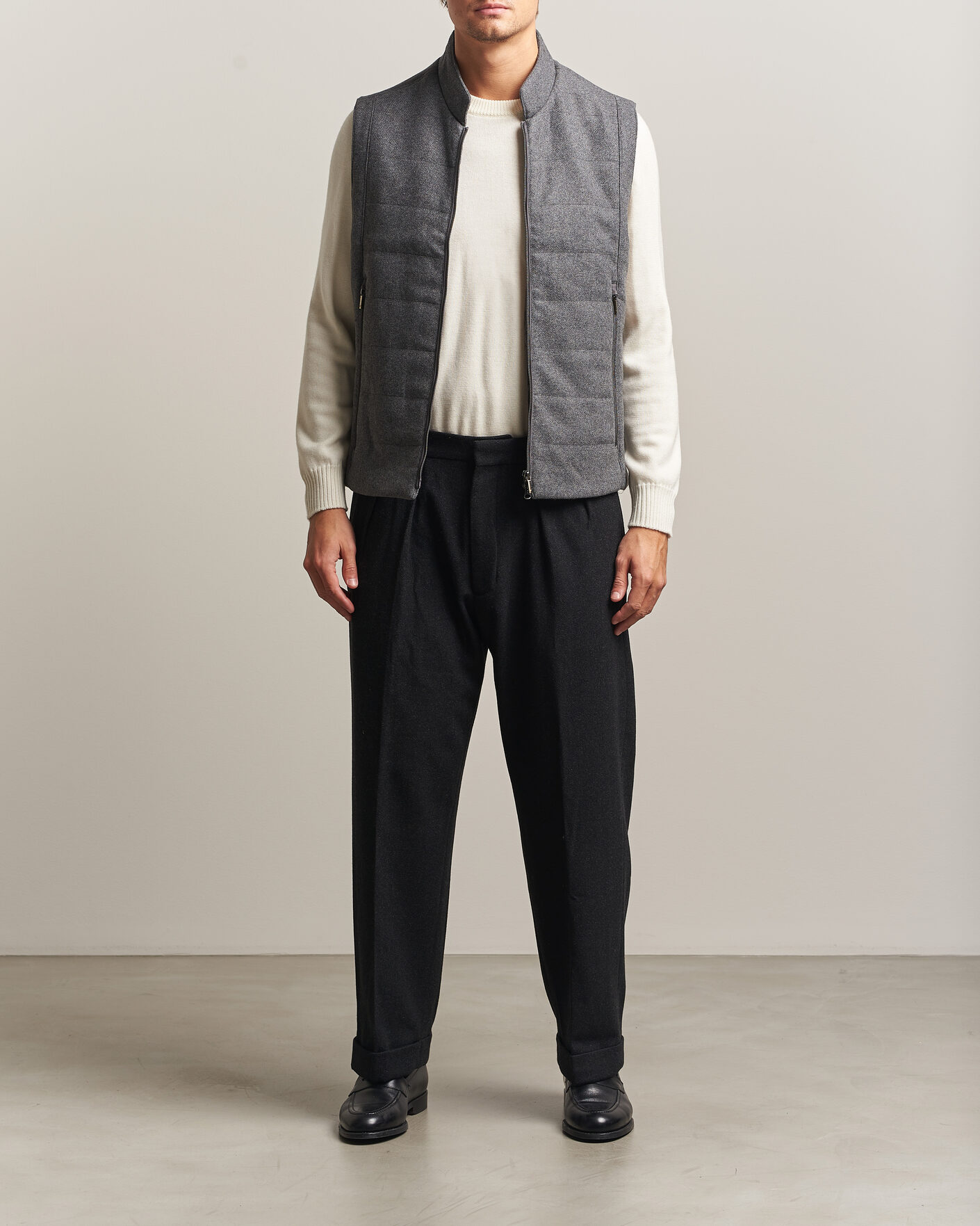 Mies | Ulkoliivit | Stenströms | Wool Alcantara Detail Light Padded Vest Grey
