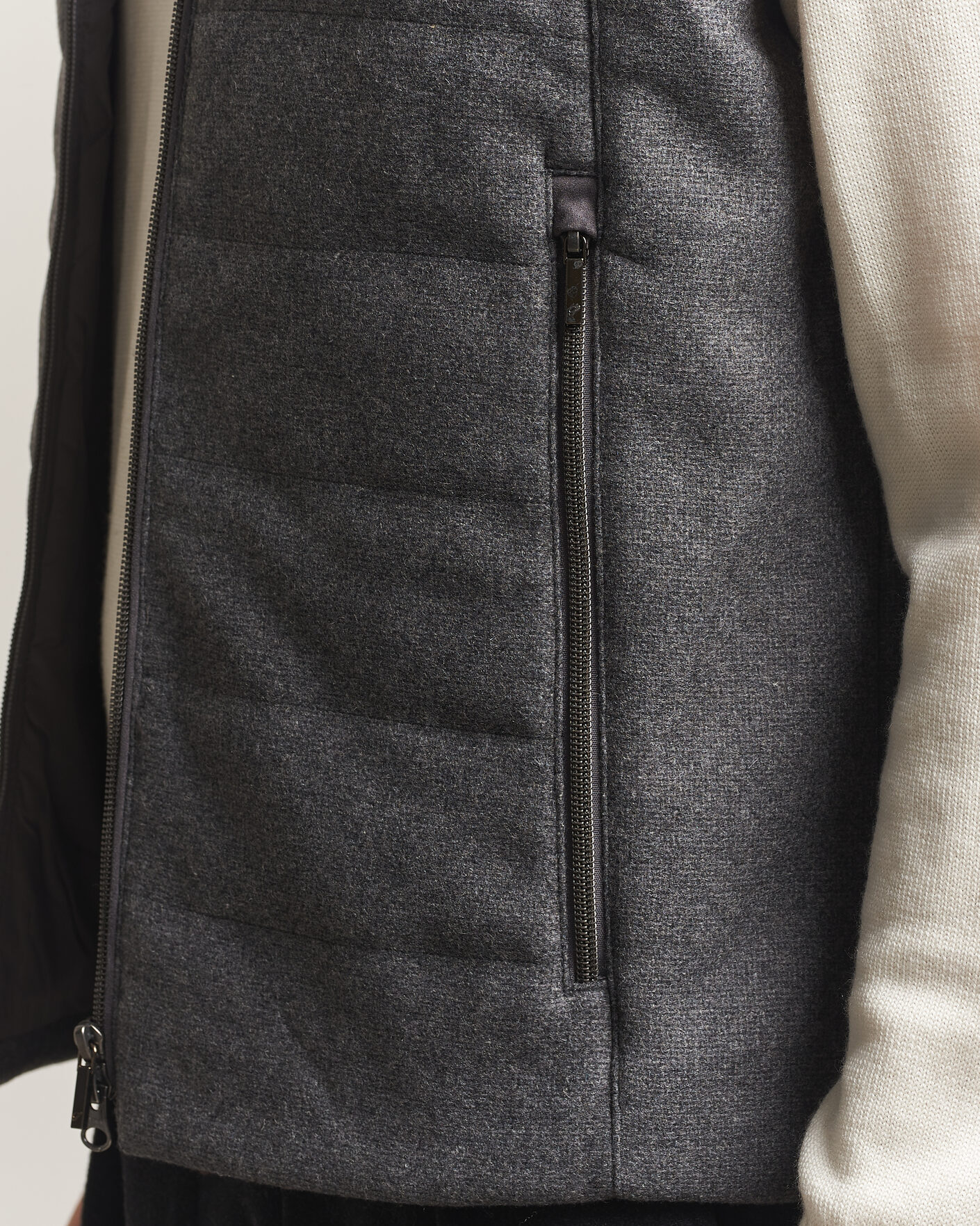 Mies | Ulkoliivit | Stenströms | Wool Alcantara Detail Light Padded Vest Grey