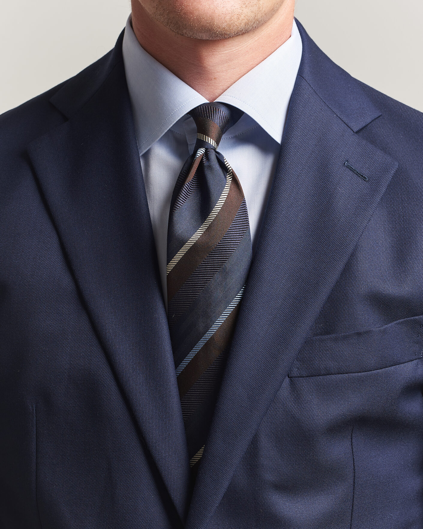 Mies | Solmiot | Stenströms | Regimental Stripe Silk Tie 7,5cm Navy