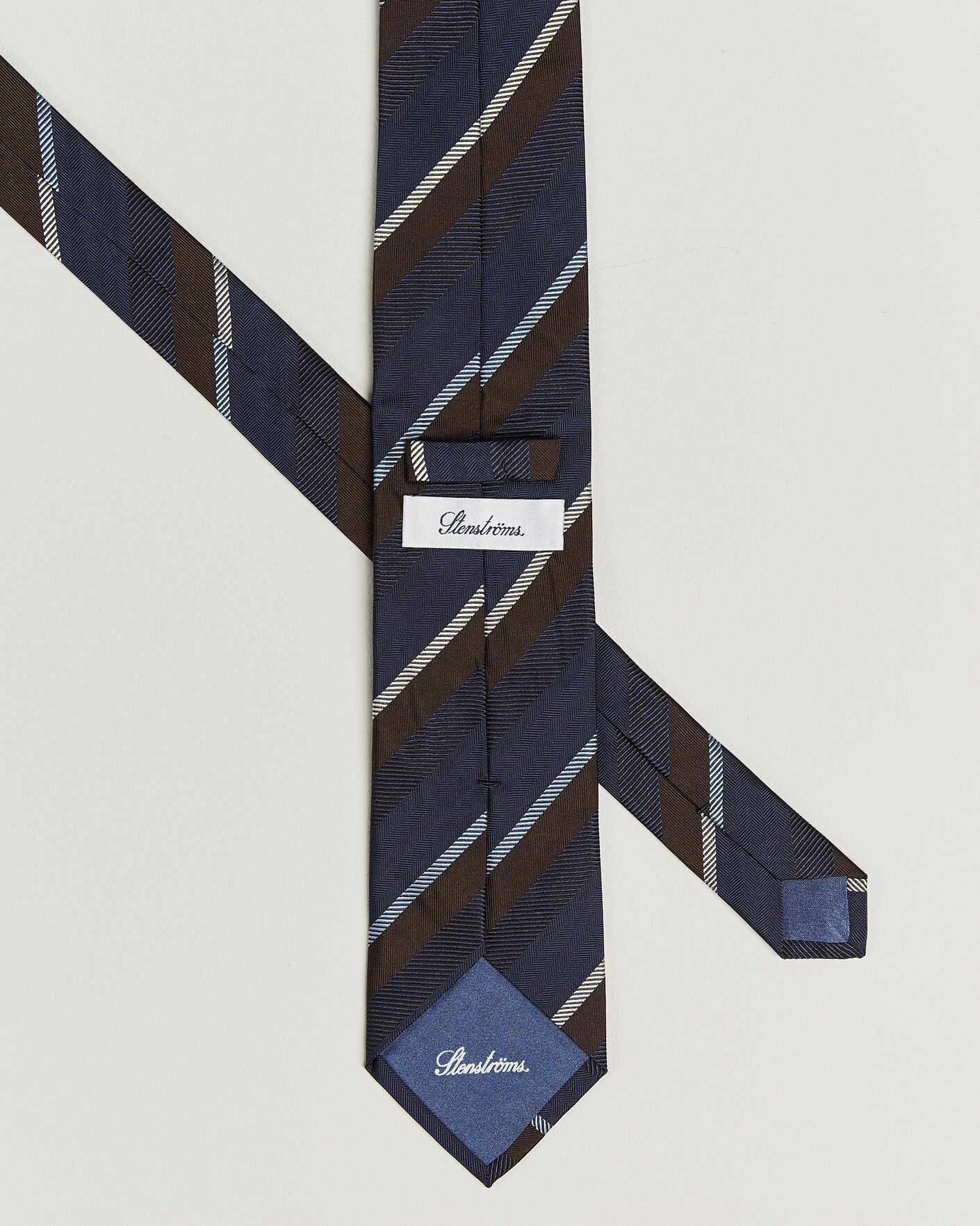 Mies | Solmiot | Stenströms | Regimental Stripe Silk Tie 7,5cm Navy