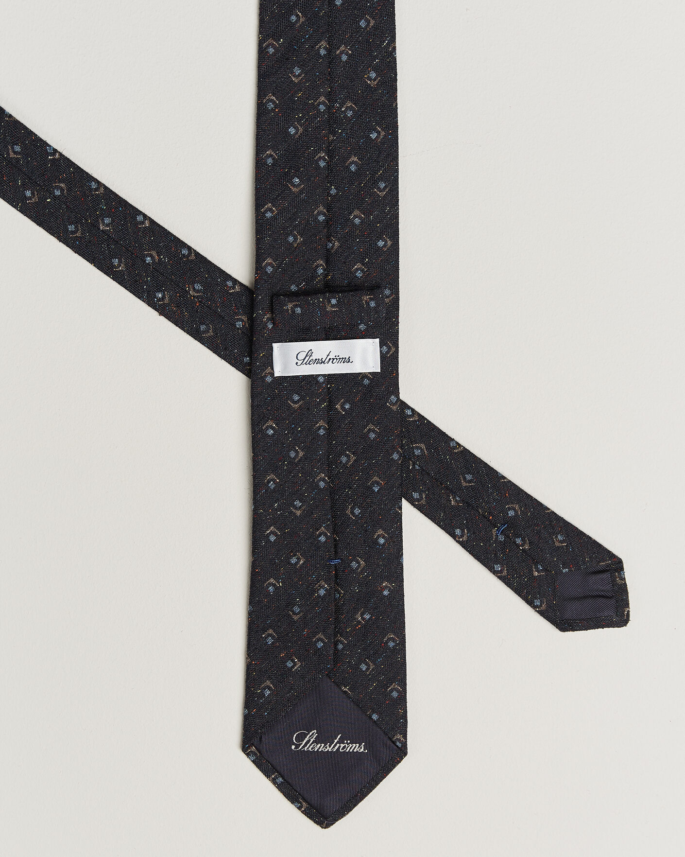 Mies | Solmiot | Stenströms | Woven Herringbone Silk Tie 7,5cm Navy