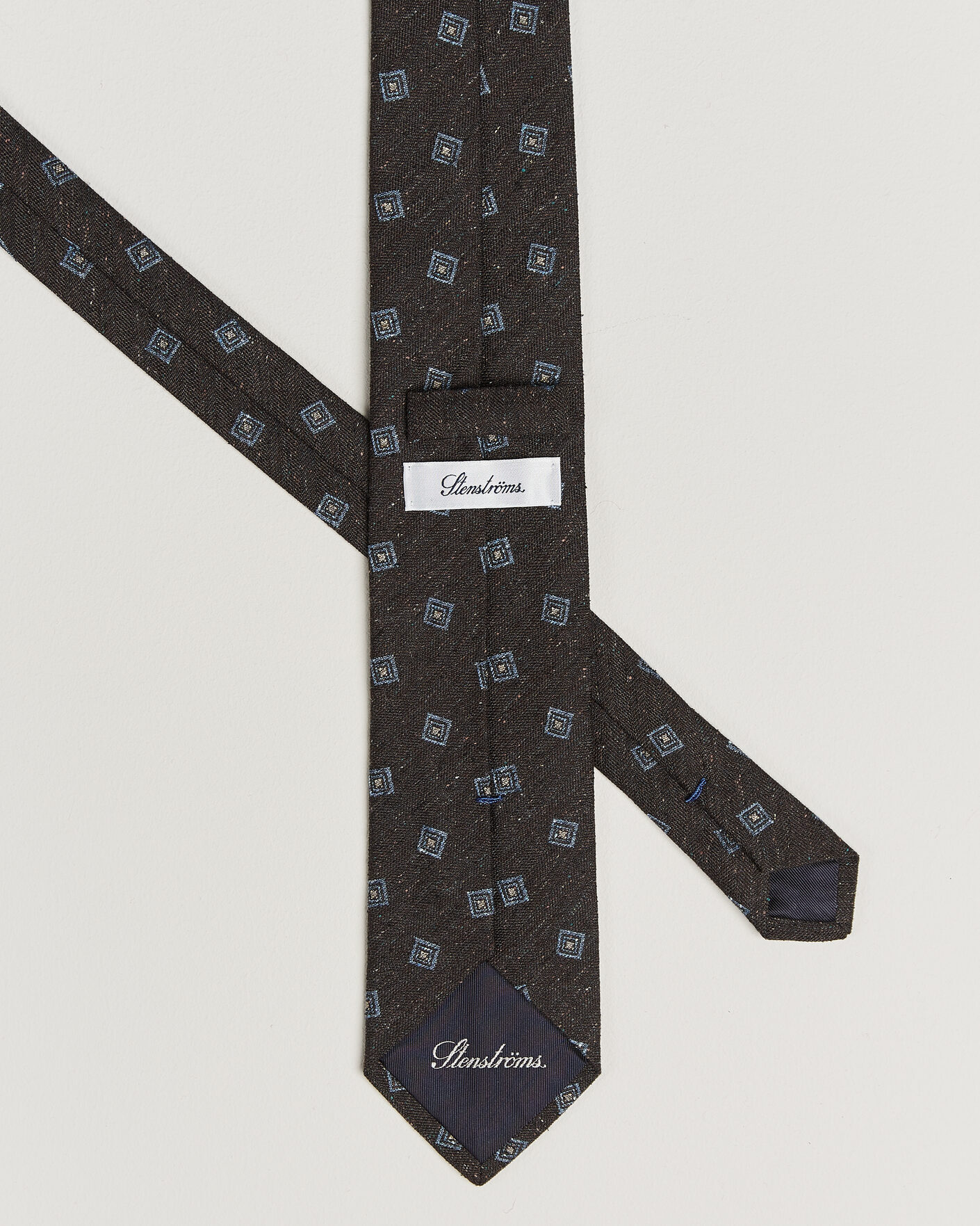 Mies | Solmiot | Stenströms | Woven Herringbone Silk Tie 7,5cm Dark Brown
