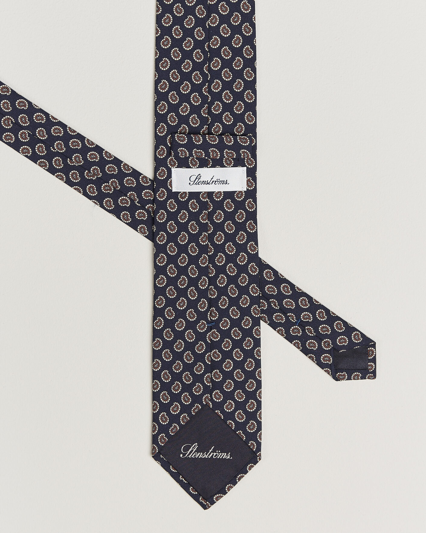 Mies | Solmiot | Stenströms | Printed Silk Paisley Tie 7,5cm Blue