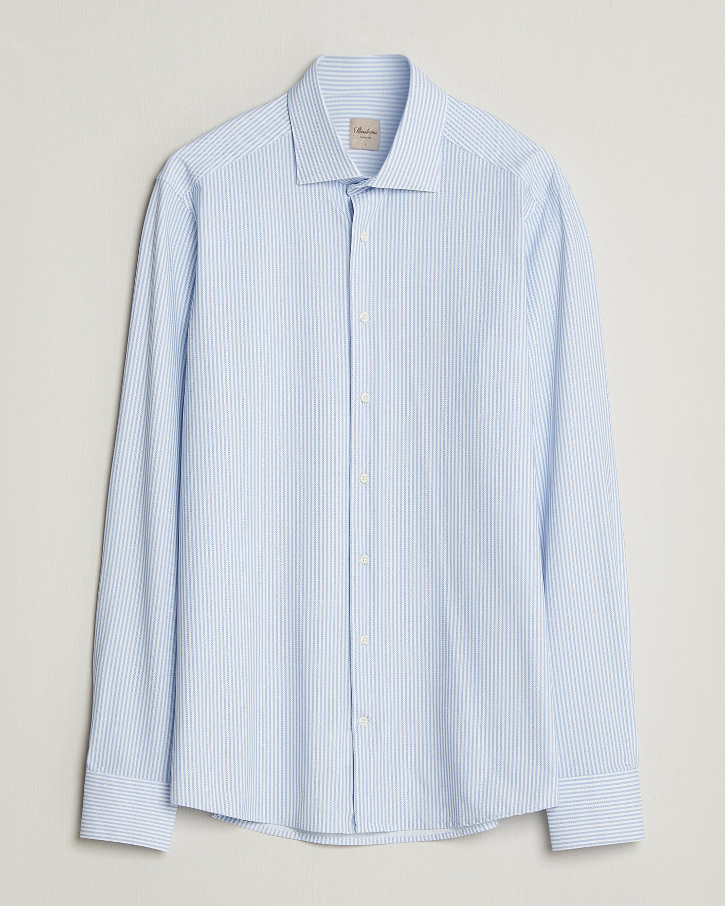 Mies | Kauluspaidat | Stenströms | Slimline Active Stretch Striped Shirt Light Blue