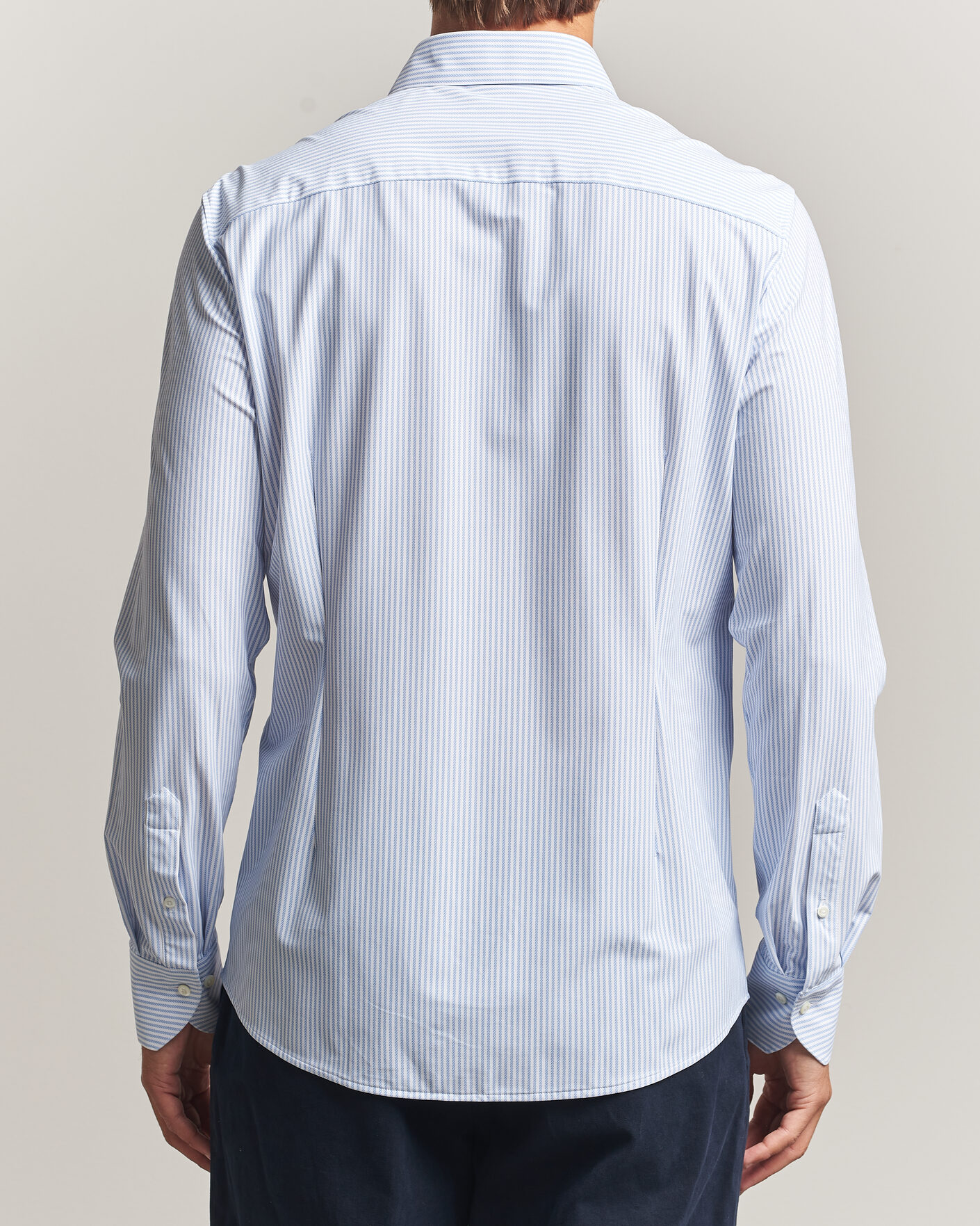 Mies | Kauluspaidat | Stenströms | Slimline Active Stretch Striped Shirt Light Blue