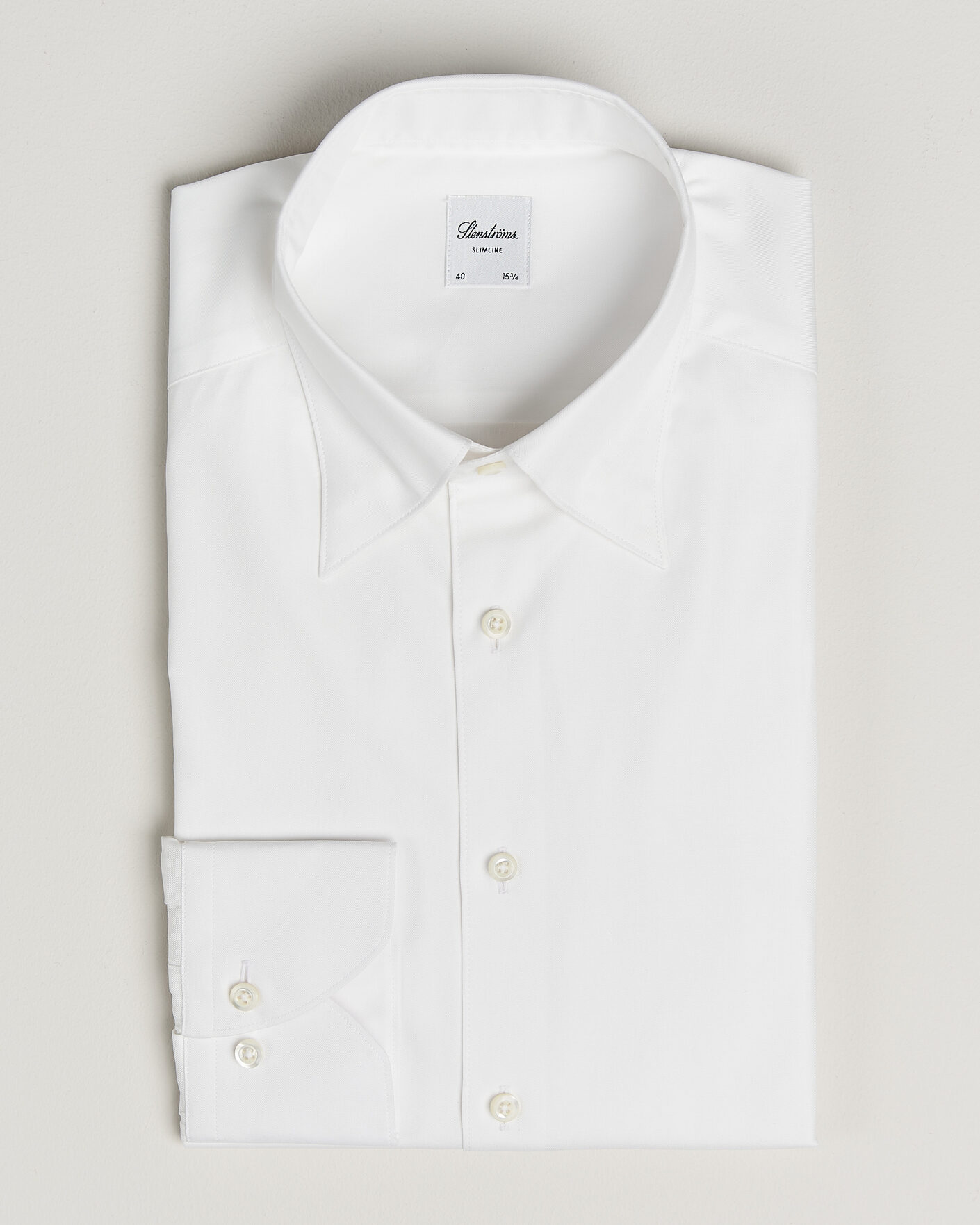 Mies | Kauluspaidat | Stenströms | Slimline Twofold Cotton Button Under Shirt White