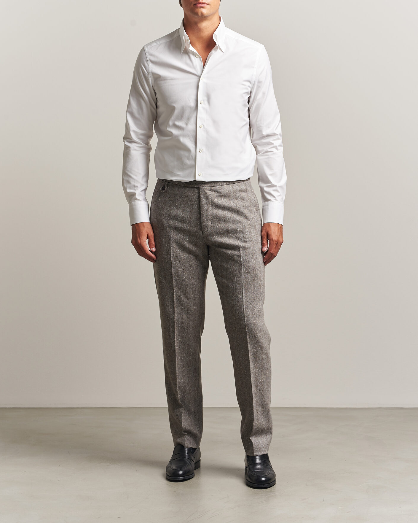Mies | Kauluspaidat | Stenströms | Slimline Twofold Cotton Button Under Shirt White