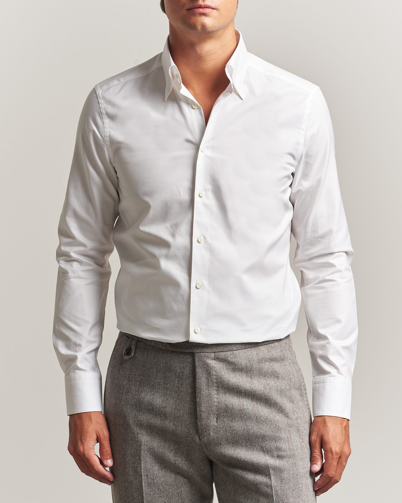 Mies | Kauluspaidat | Stenströms | Slimline Twofold Cotton Button Under Shirt White