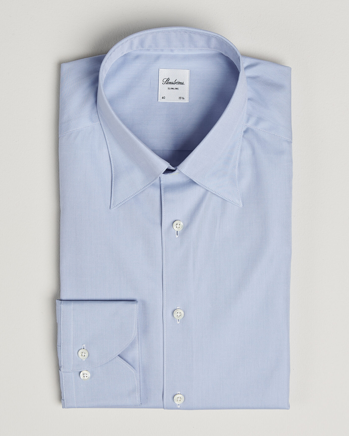 Mies | Kauluspaidat | Stenströms | Slimline Twofold Cotton Button Under Shirt Blue