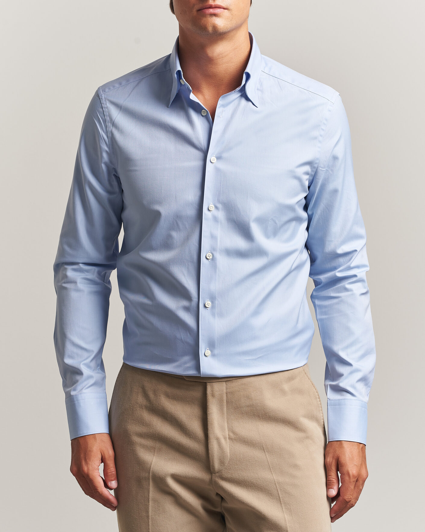 Mies | Kauluspaidat | Stenströms | Slimline Twofold Cotton Button Under Shirt Blue