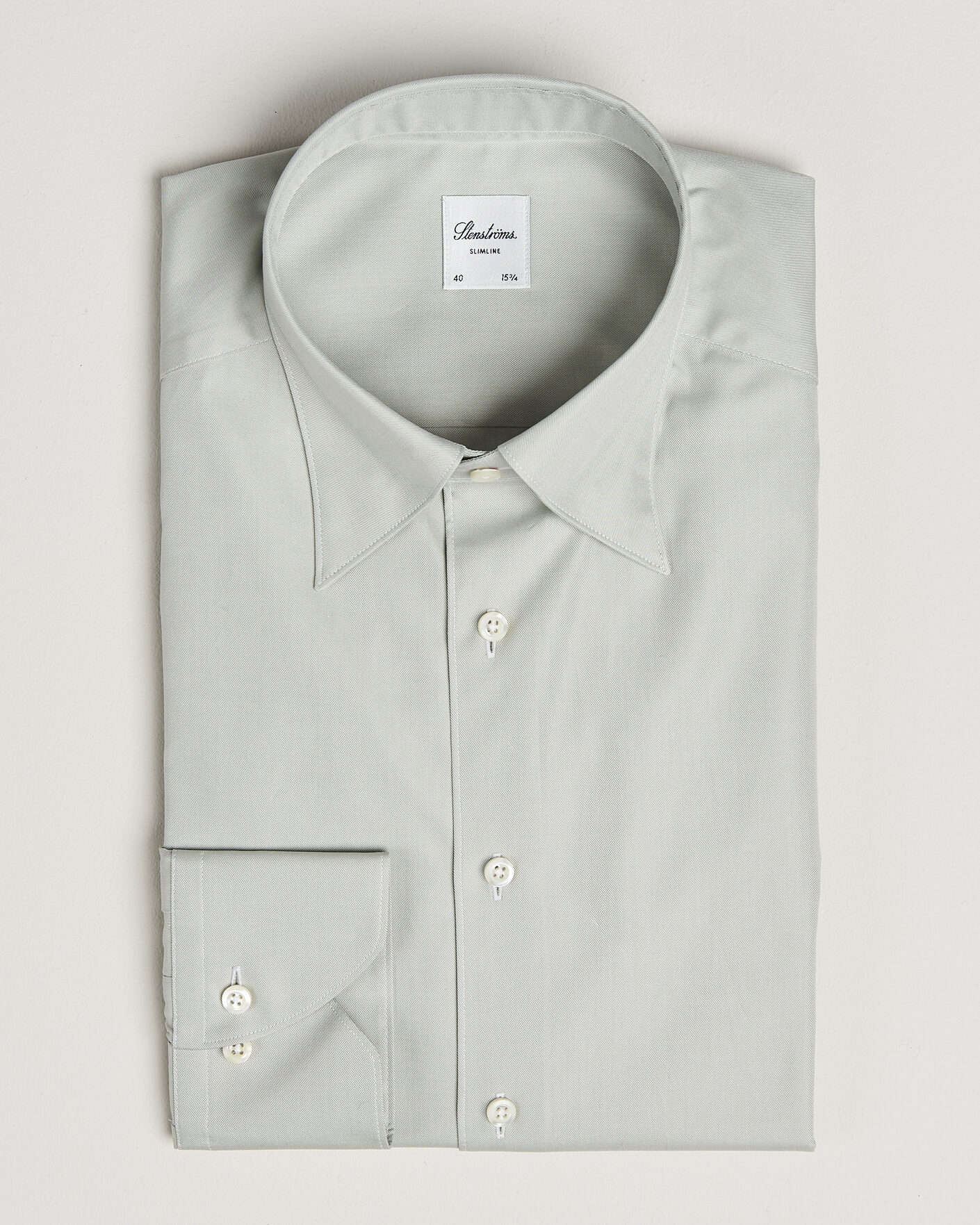 Mies | Kauluspaidat | Stenströms | Slimline Twofold Cotton Button Under Shirt Green