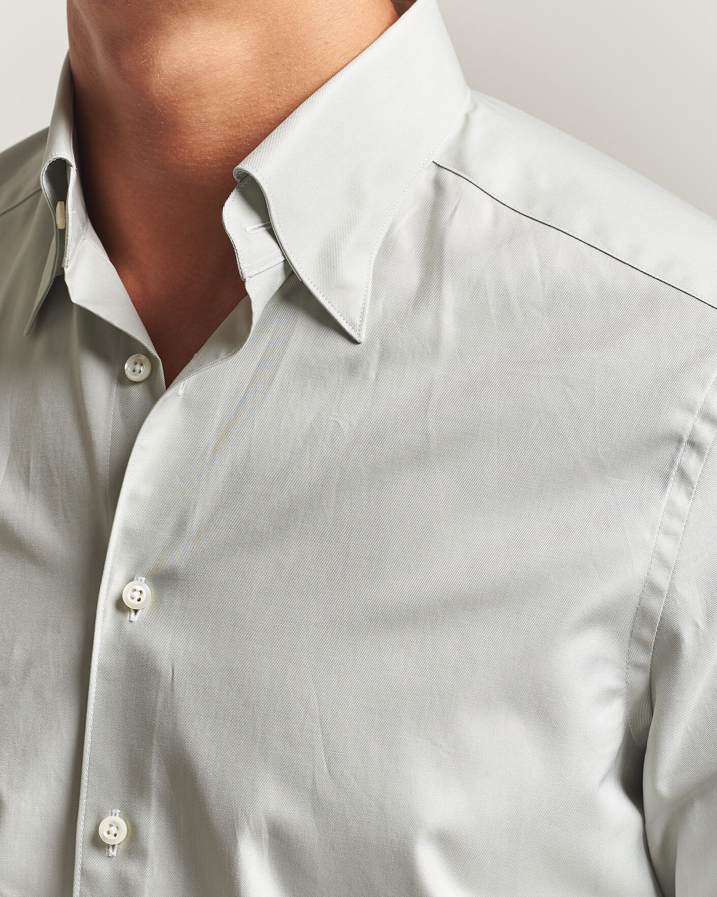 Mies | Kauluspaidat | Stenströms | Slimline Twofold Cotton Button Under Shirt Green