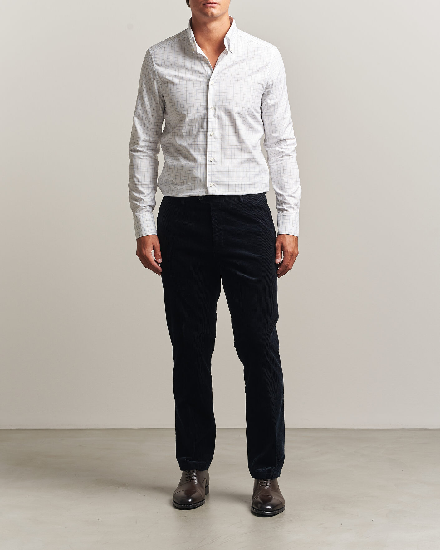 Mies | Kauluspaidat | Stenströms | Slimline Oxford Tattersall Shirt White