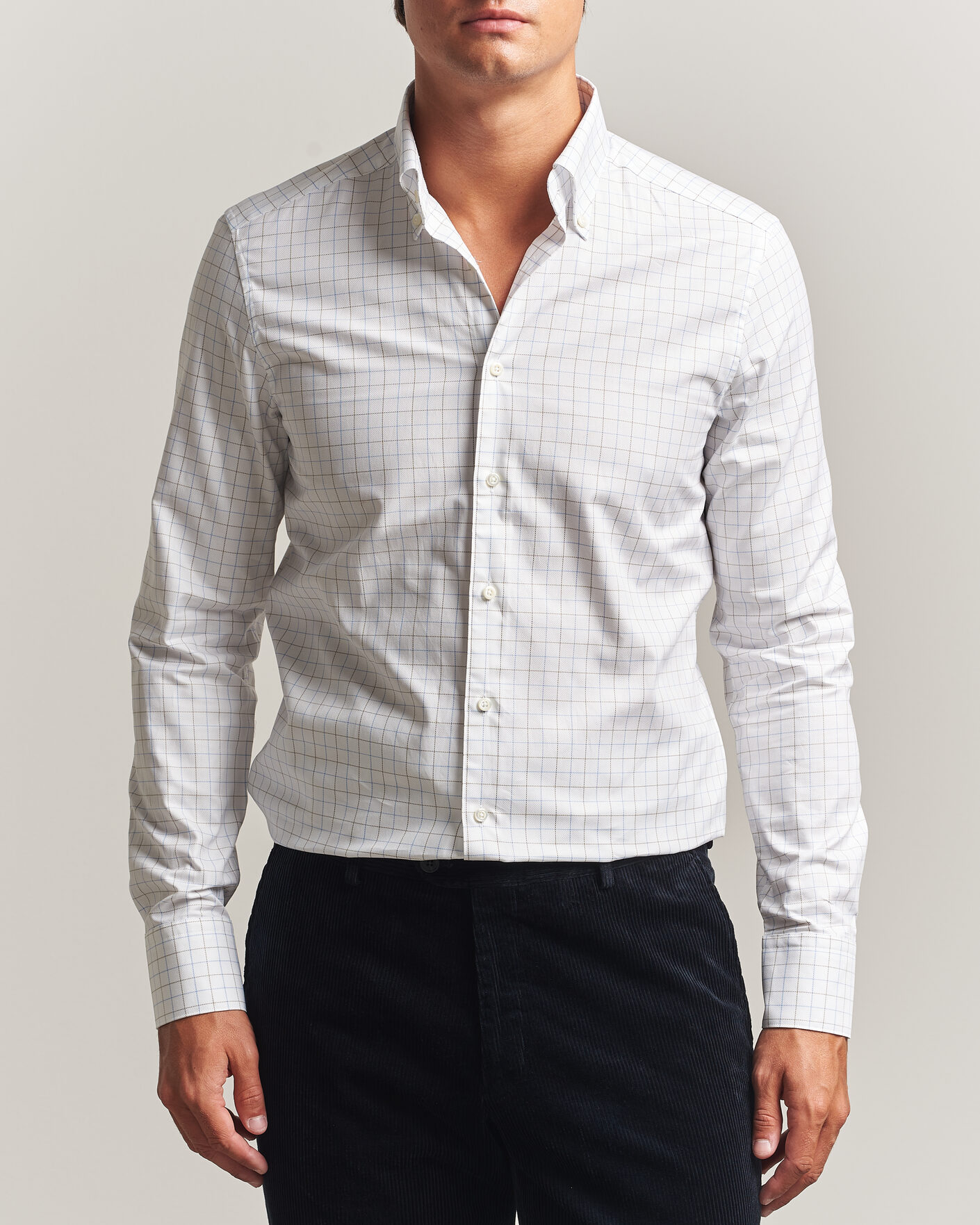 Mies | Kauluspaidat | Stenströms | Slimline Oxford Tattersall Shirt White