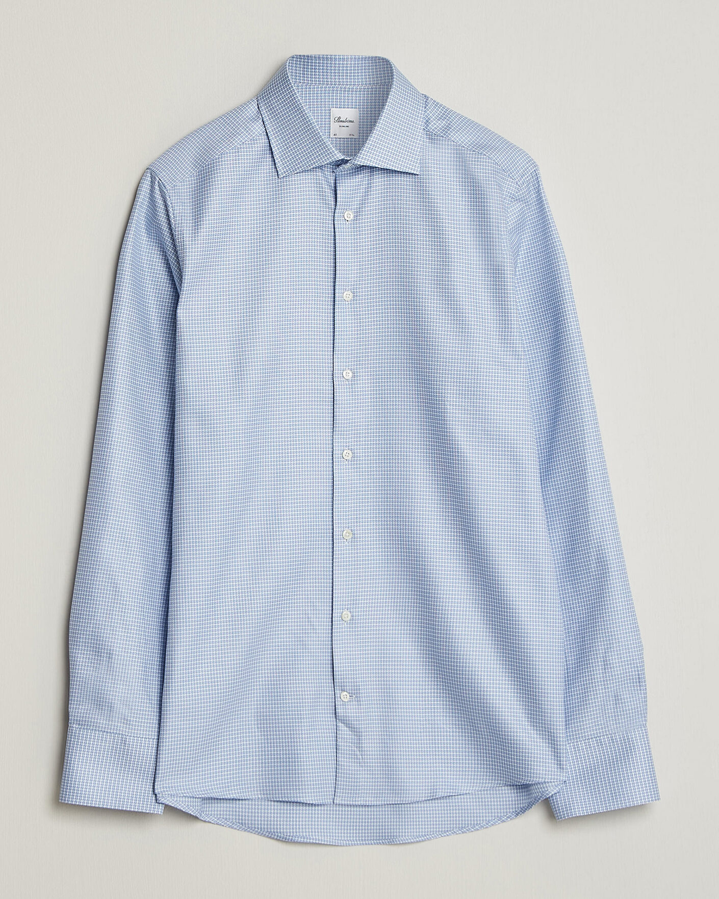 Mies | Kauluspaidat | Stenströms | Slimline Twofold Houndstooth Shirt Blue