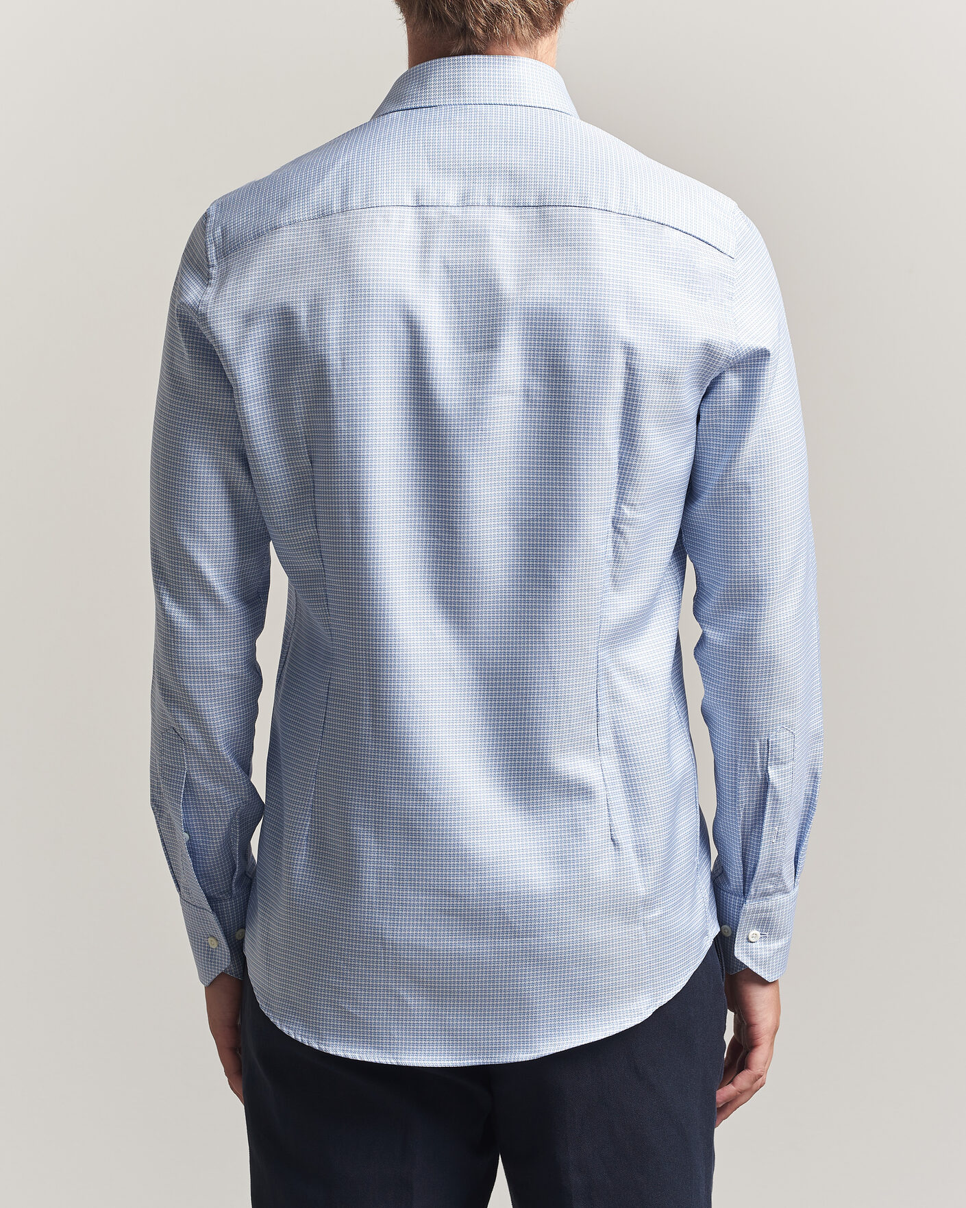 Mies | Kauluspaidat | Stenströms | Slimline Twofold Houndstooth Shirt Blue