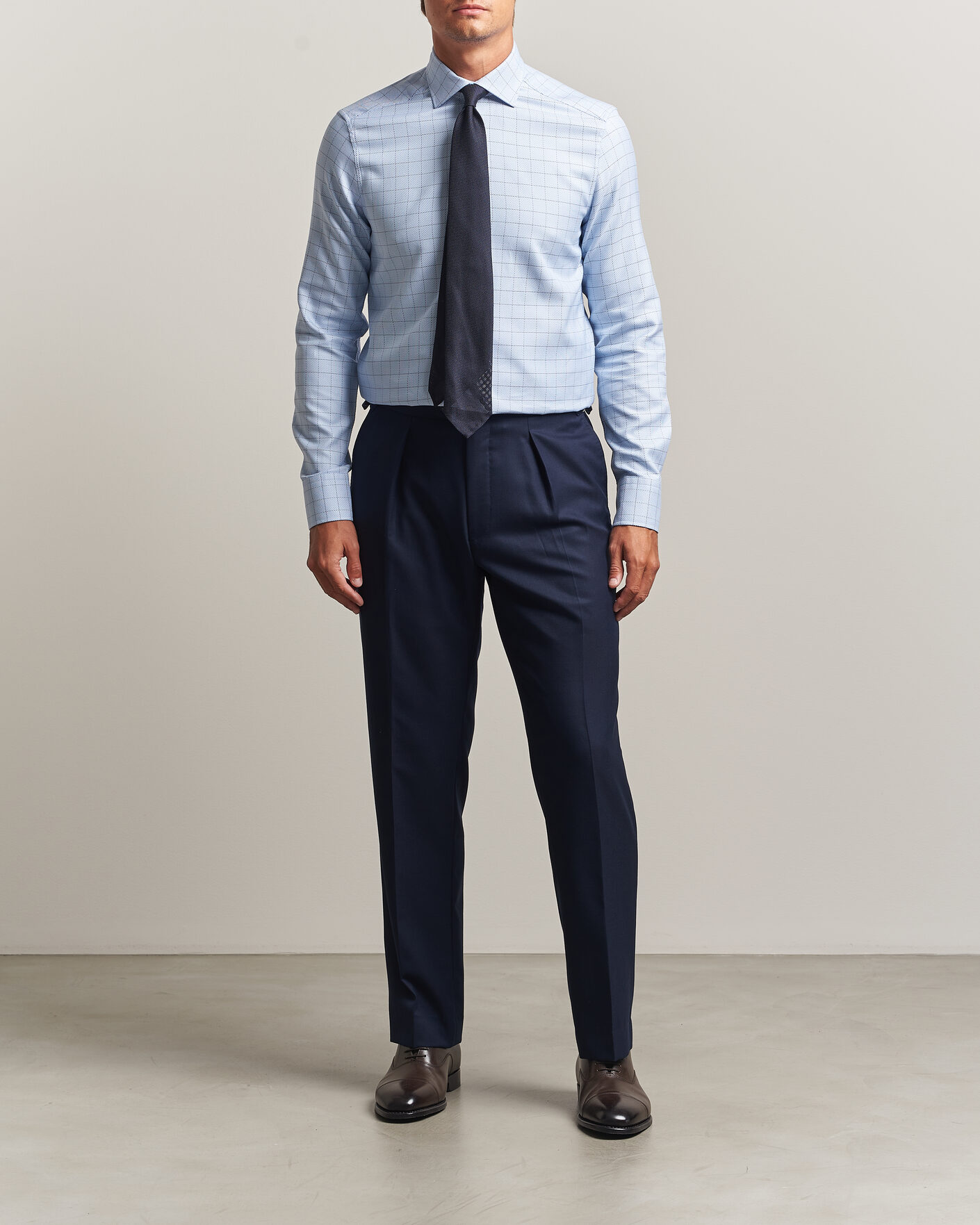 Mies | Kauluspaidat | Stenströms | Slimline Twofold Structure Check Shirt Blue