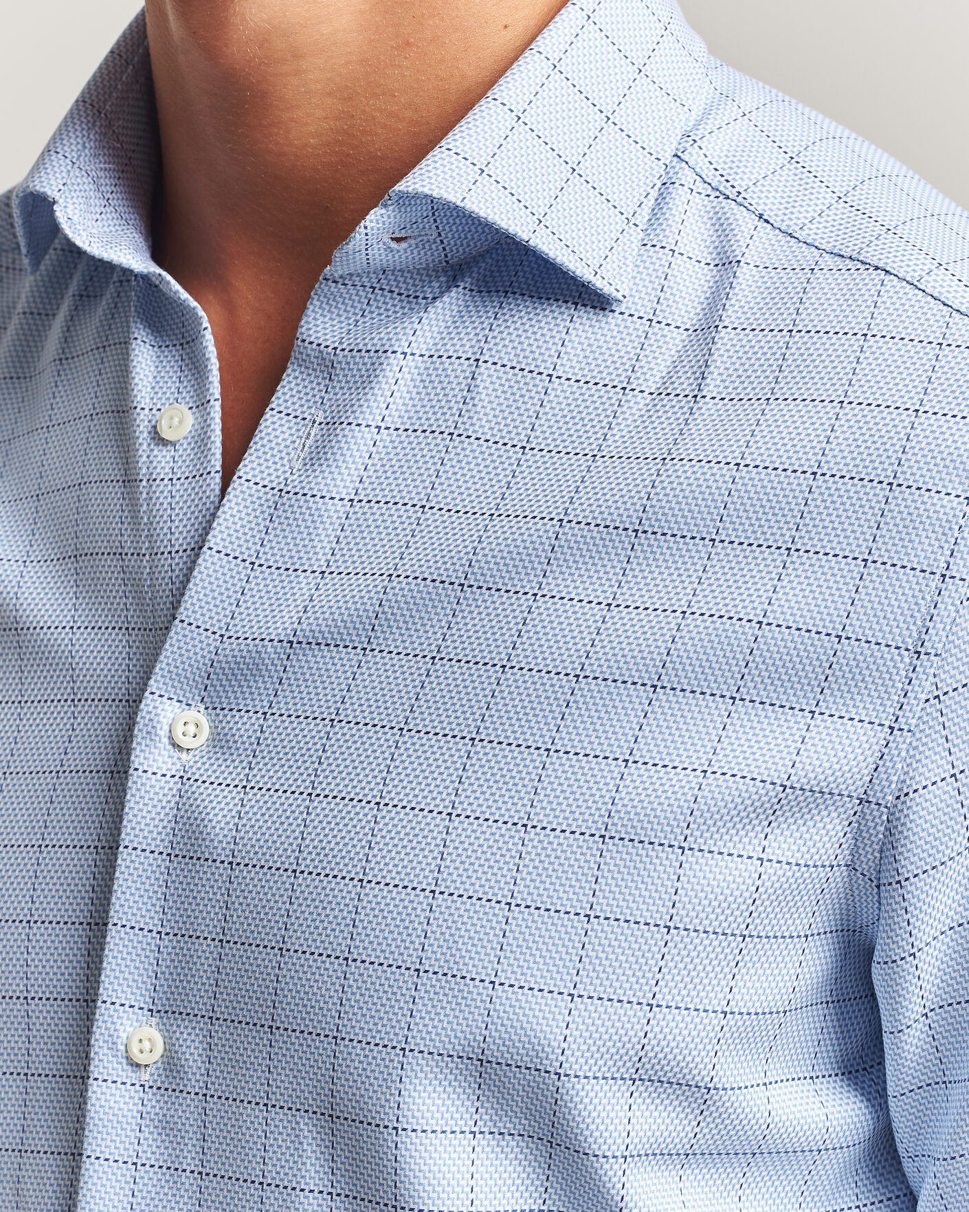 Mies | Kauluspaidat | Stenströms | Slimline Twofold Structure Check Shirt Blue