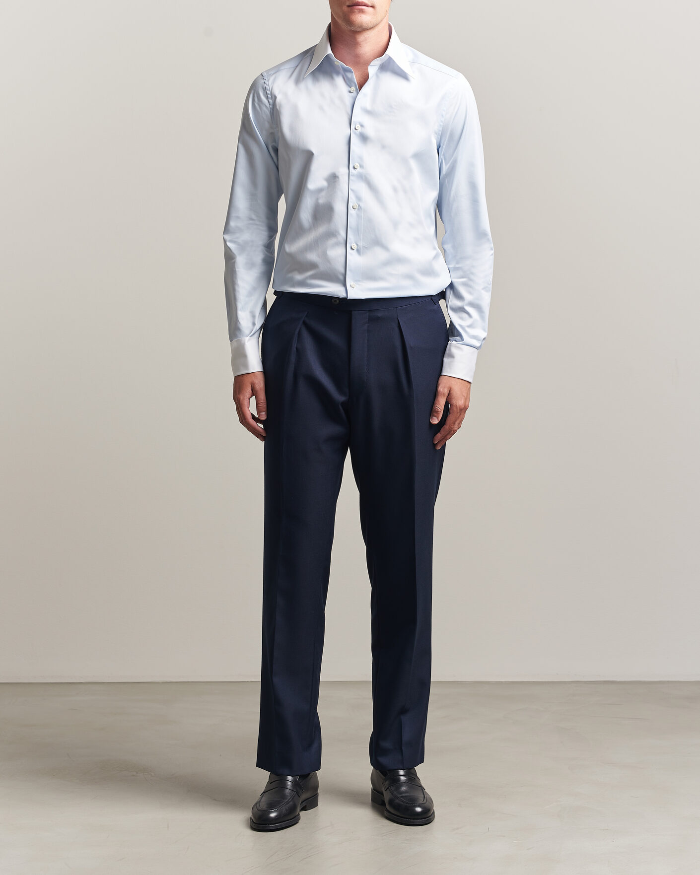 Mies | Kauluspaidat | Stenströms | Slimline White Collar Whinchester Shirt Blue