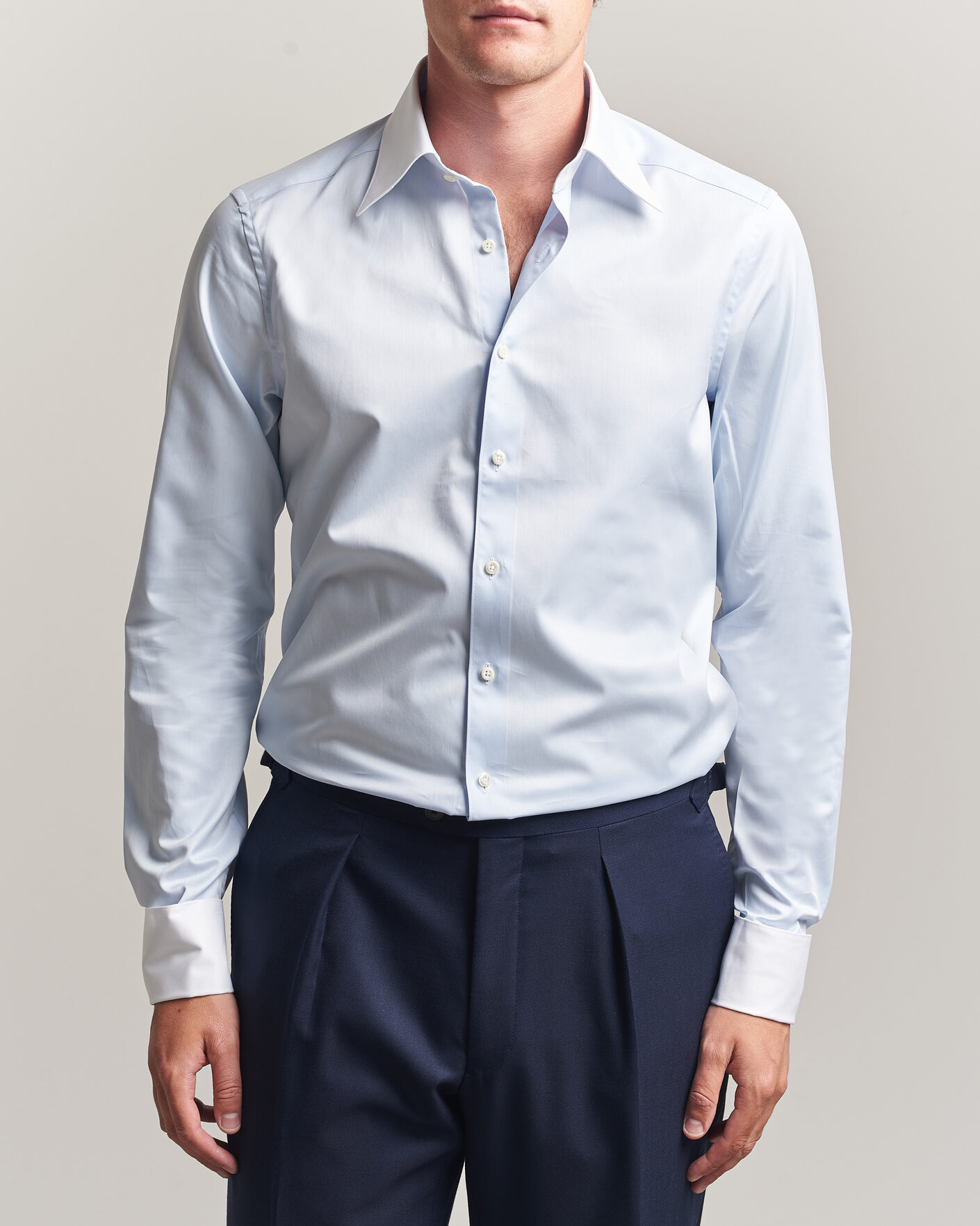 Mies | Kauluspaidat | Stenströms | Slimline White Collar Whinchester Shirt Blue