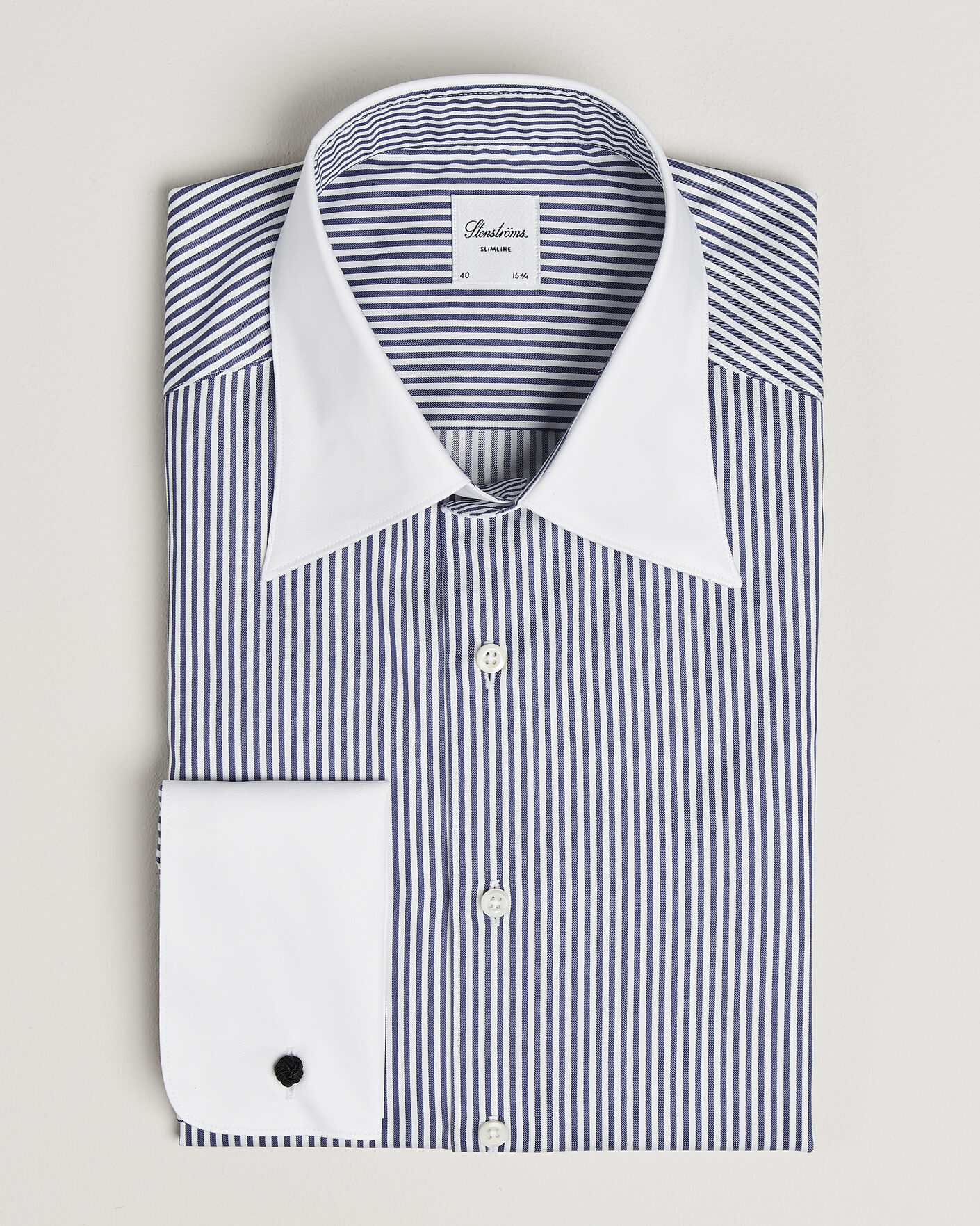 Mies | Kauluspaidat | Stenströms | Slimline White Collar Stripe Whinchester Shirt Blue