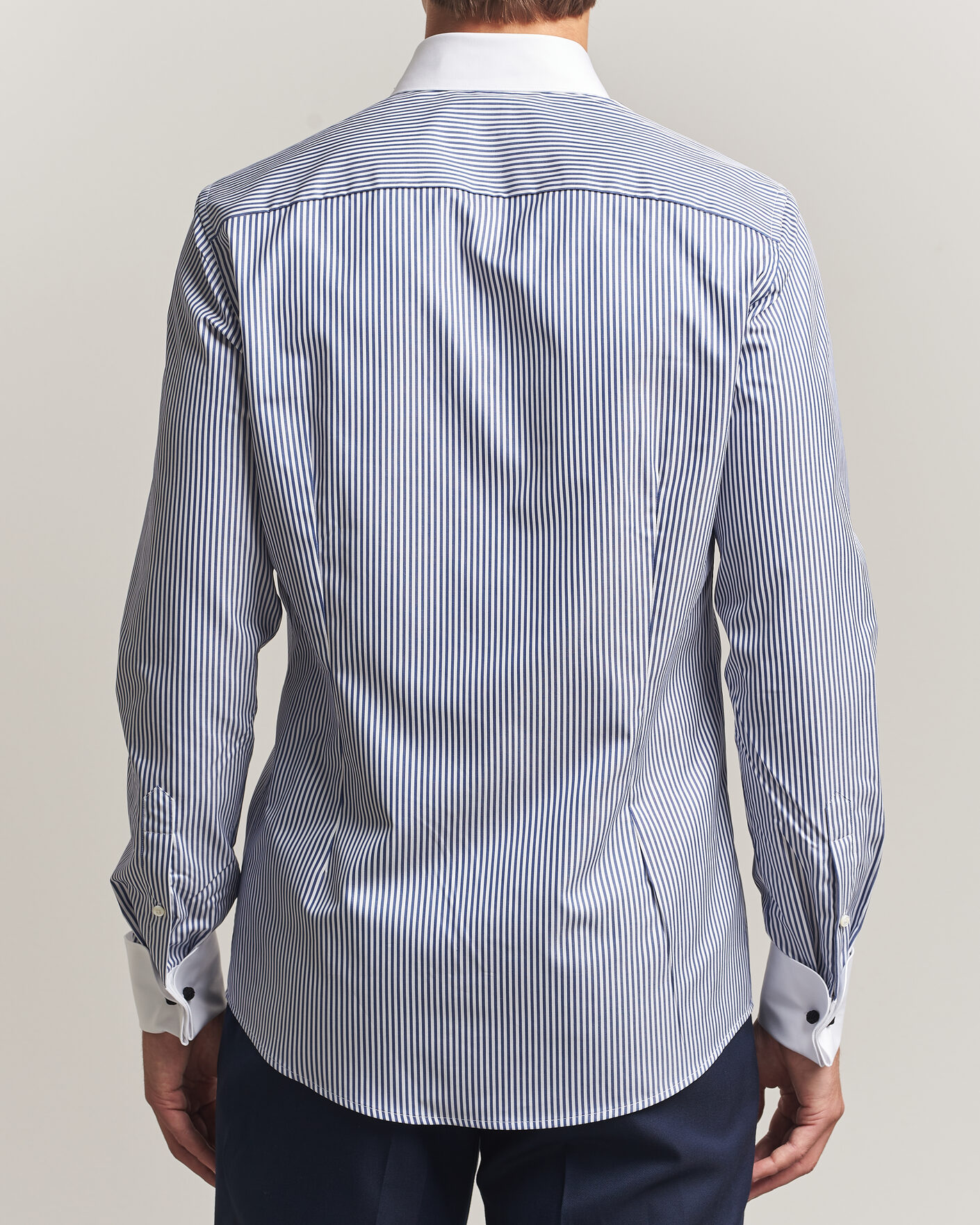 Mies | Kauluspaidat | Stenströms | Slimline White Collar Stripe Whinchester Shirt Blue