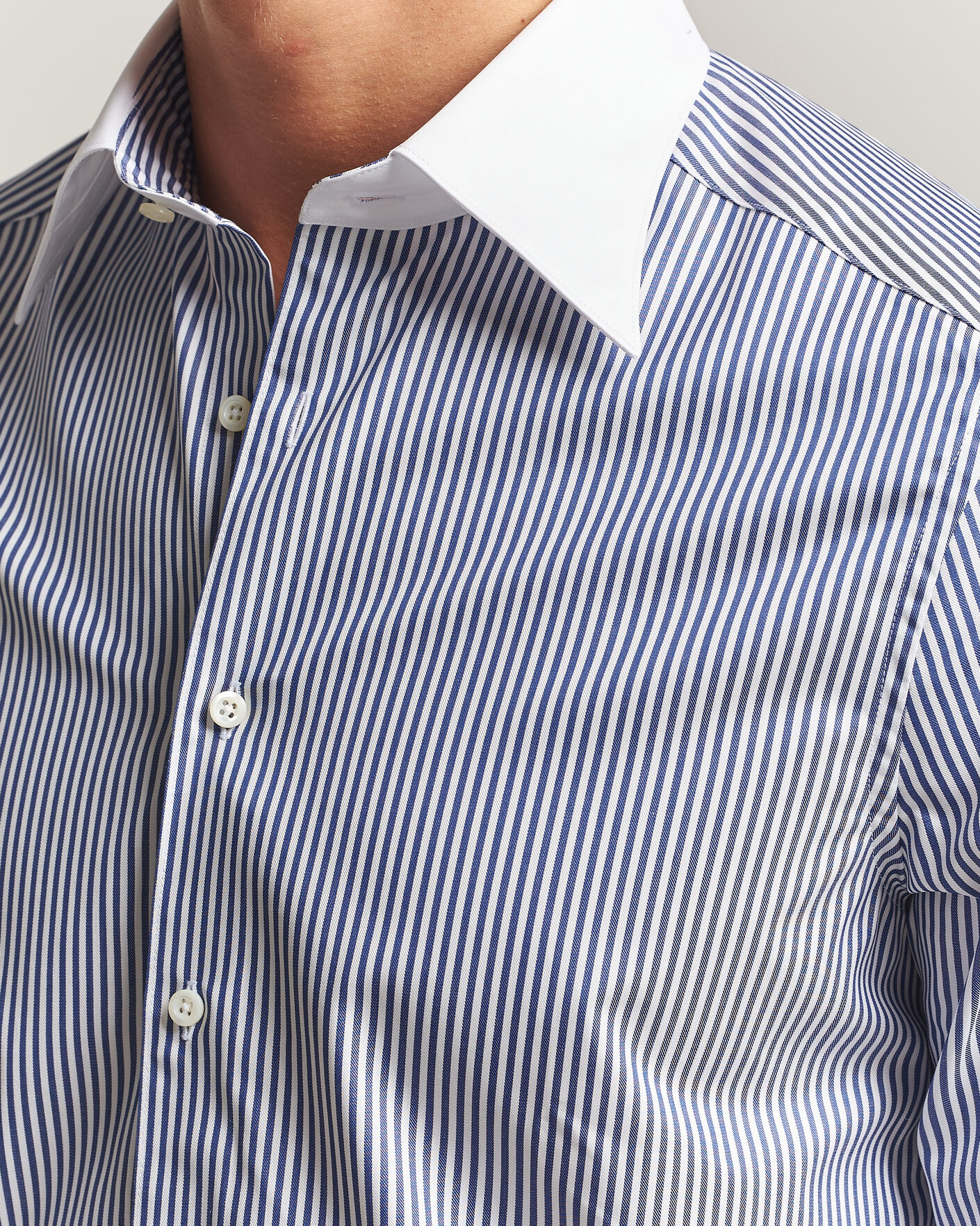 Mies | Kauluspaidat | Stenströms | Slimline White Collar Stripe Whinchester Shirt Blue