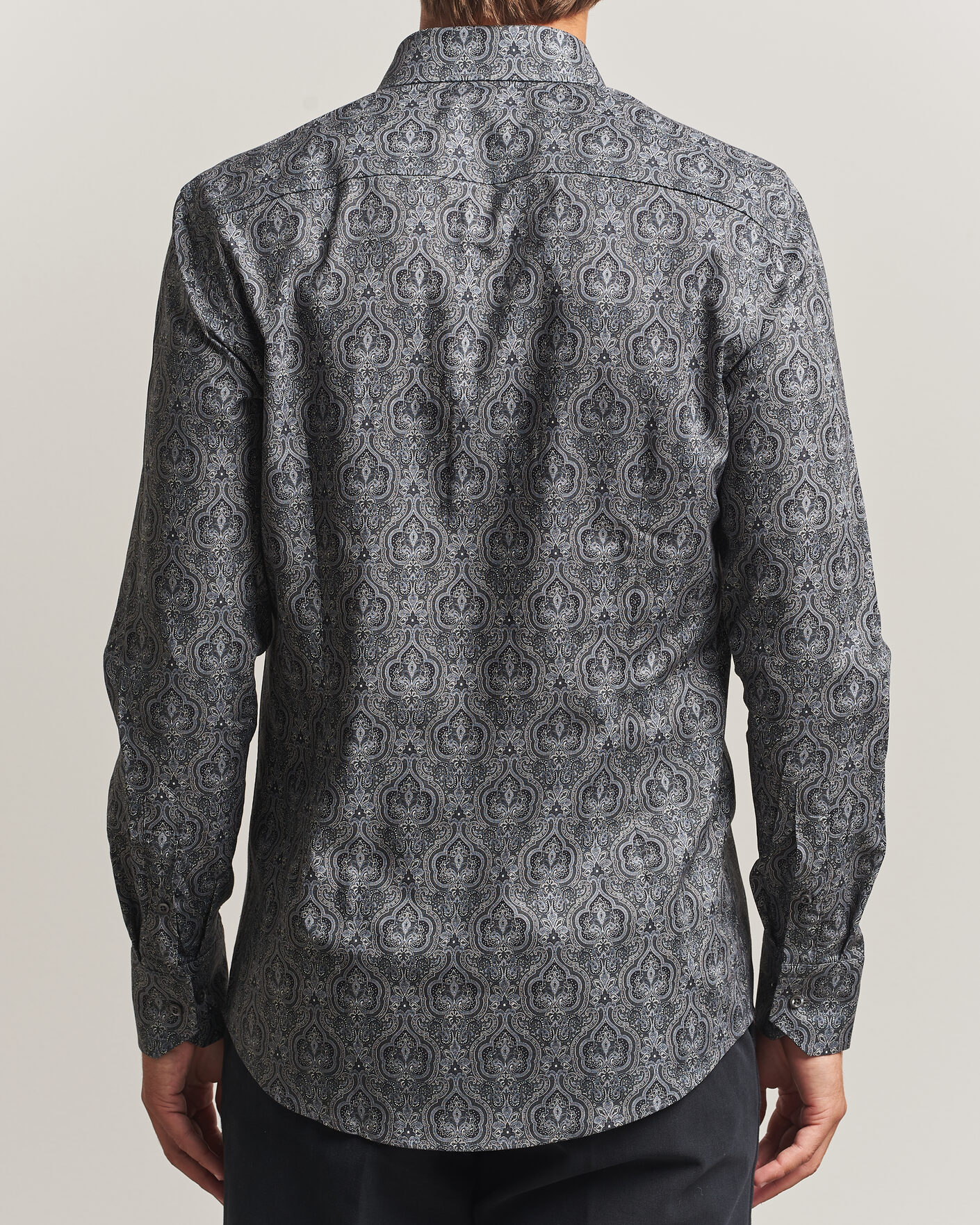 Mies | Kauluspaidat | Stenströms | Slimline Paisley Print Cut Away Shirt Grey