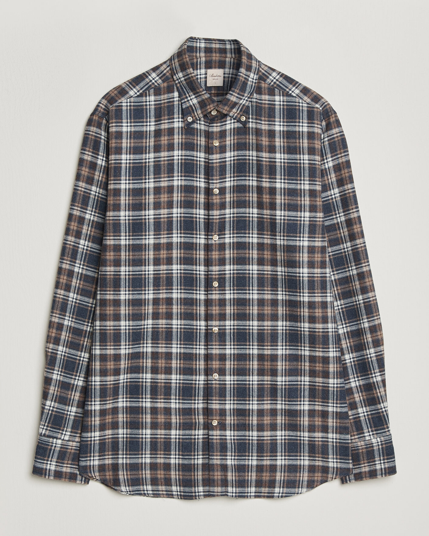 Mies | Kauluspaidat | Stenströms | Regular Fit Check Cut Away Flannel Shirt Navy