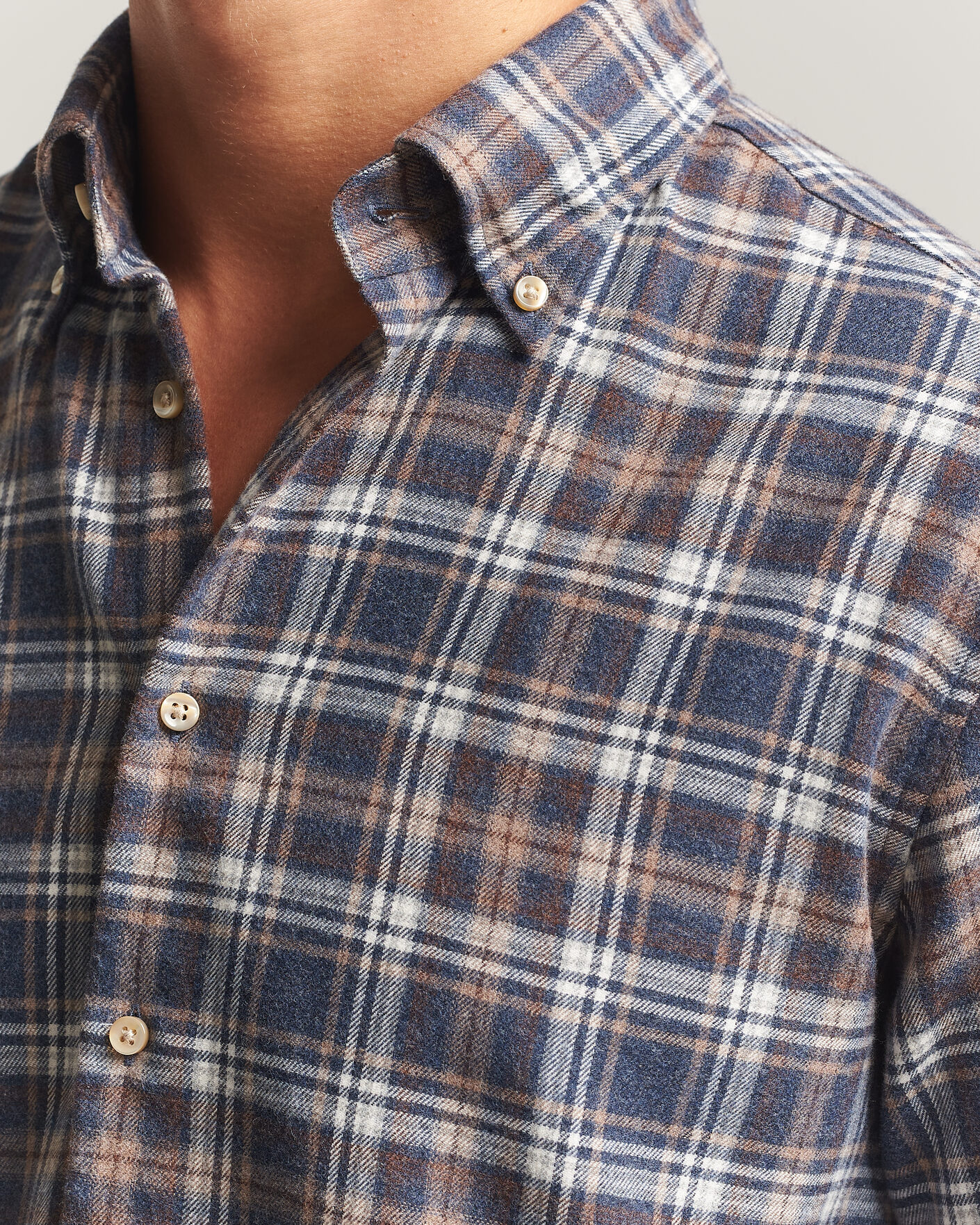 Mies | Kauluspaidat | Stenströms | Regular Fit Check Cut Away Flannel Shirt Navy