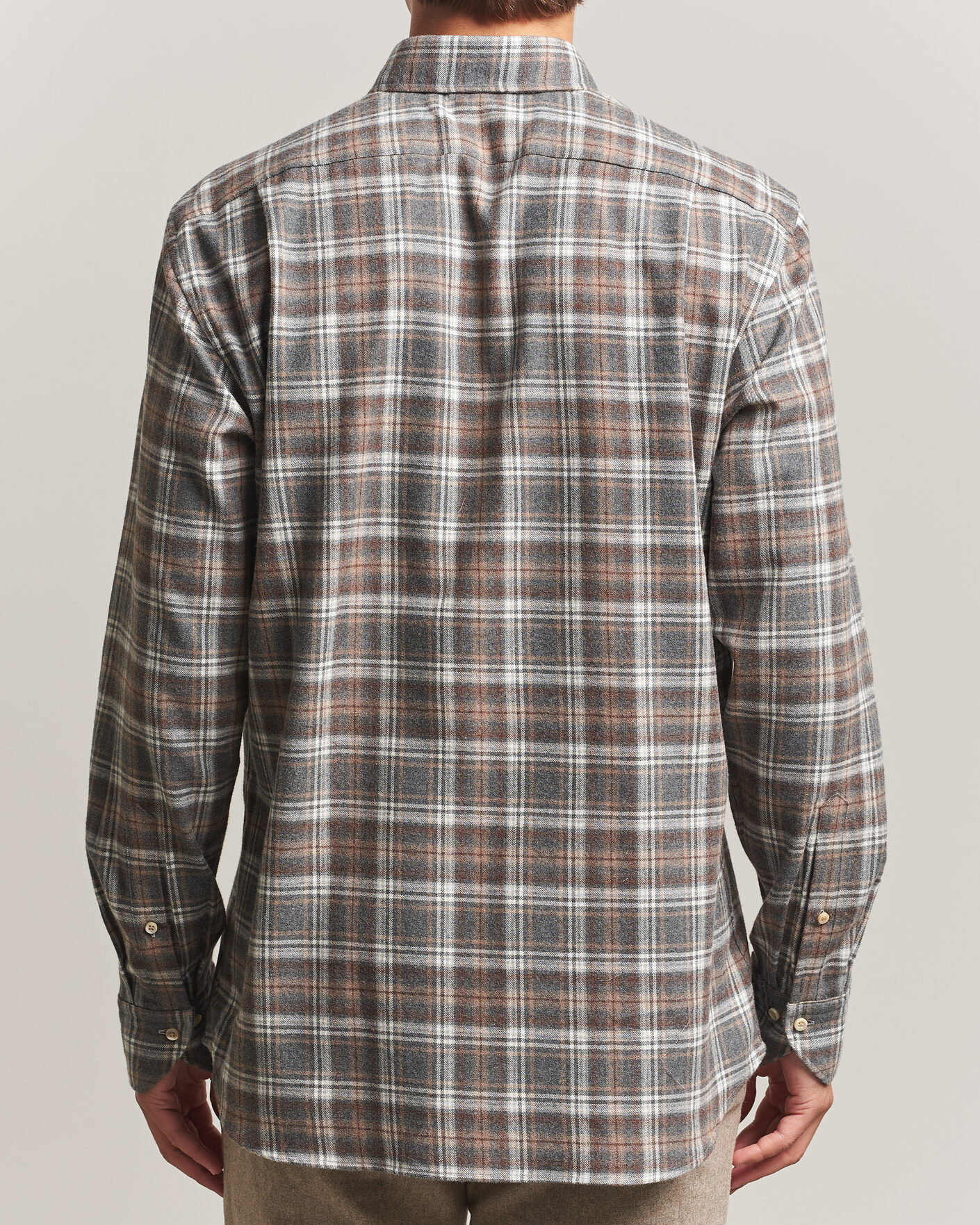 Mies | Kauluspaidat | Stenströms | Regular Fit Check Cut Away Flannel Shirt Brown