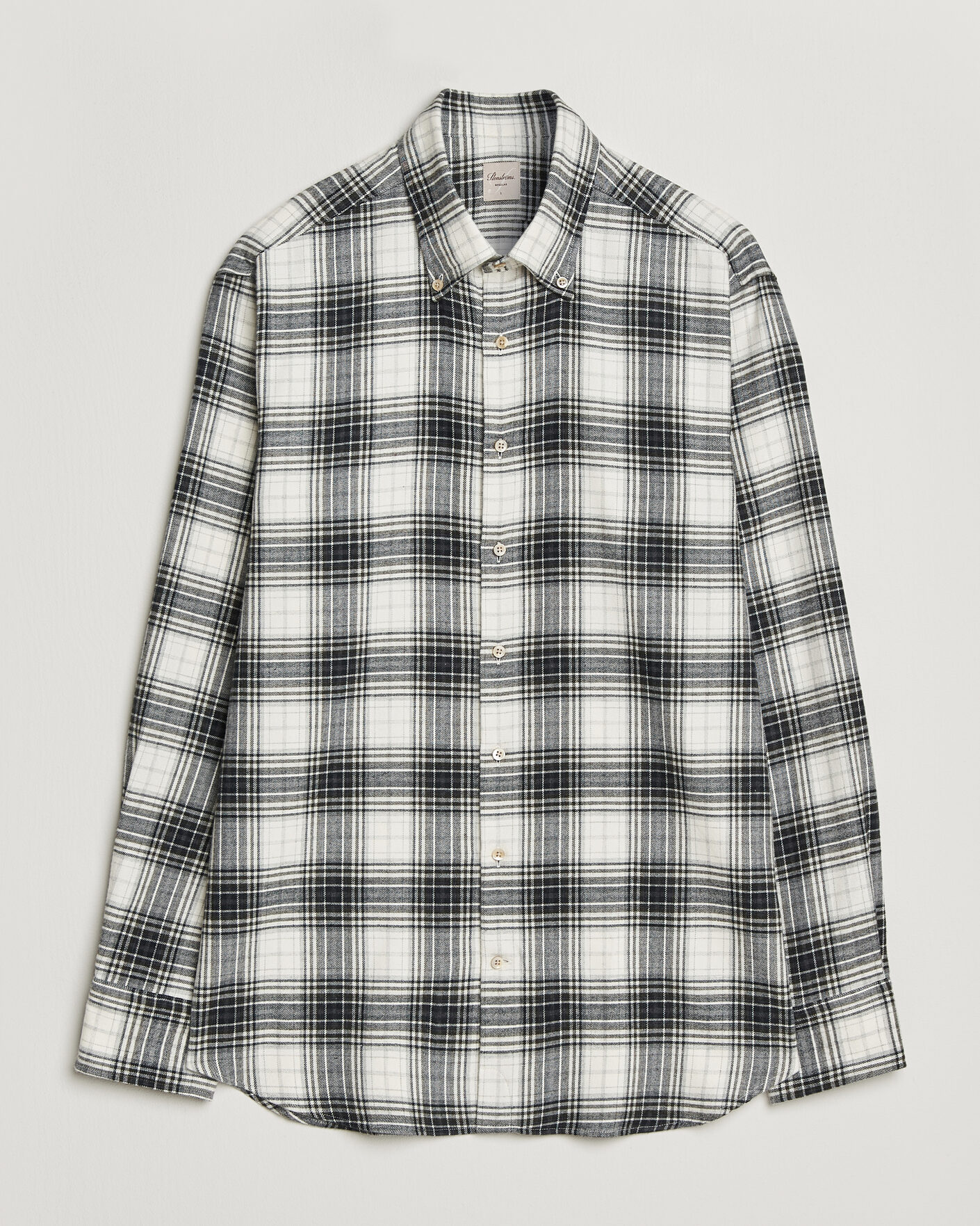 Mies | Kauluspaidat | Stenströms | Regular Fit Check Button Down Flannel Shirt Grey