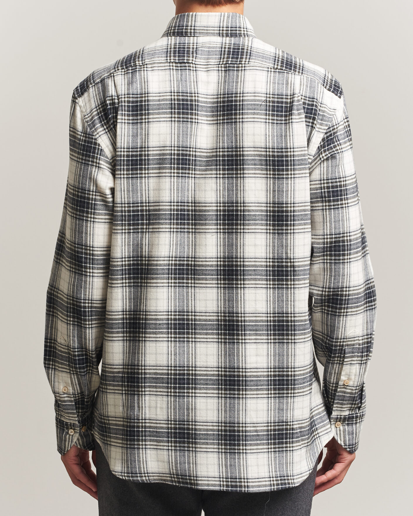 Mies | Kauluspaidat | Stenströms | Regular Fit Check Button Down Flannel Shirt Grey