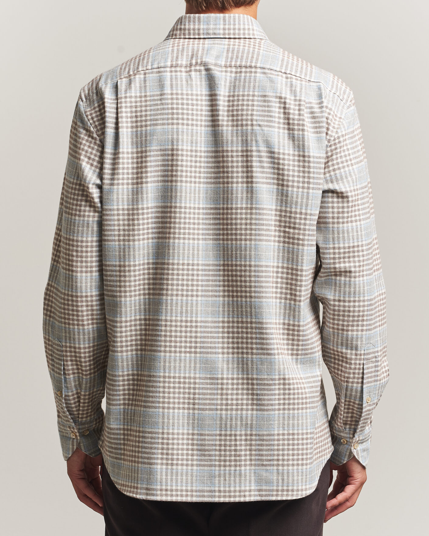 Mies | Kauluspaidat | Stenströms | Regular Fit Overcheck Flannel Shirt Light Brown