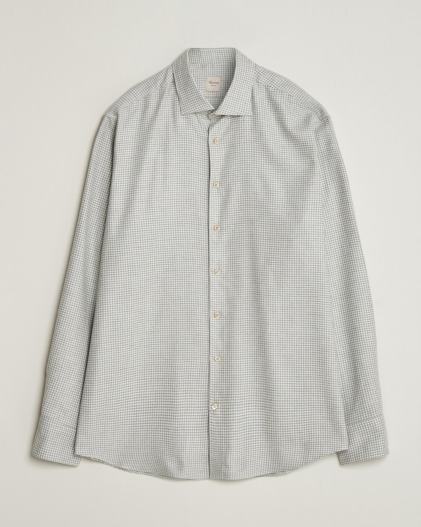 Mies | Kauluspaidat | Stenströms | Regular Fit Houndstooth Flannel Shirt Grey