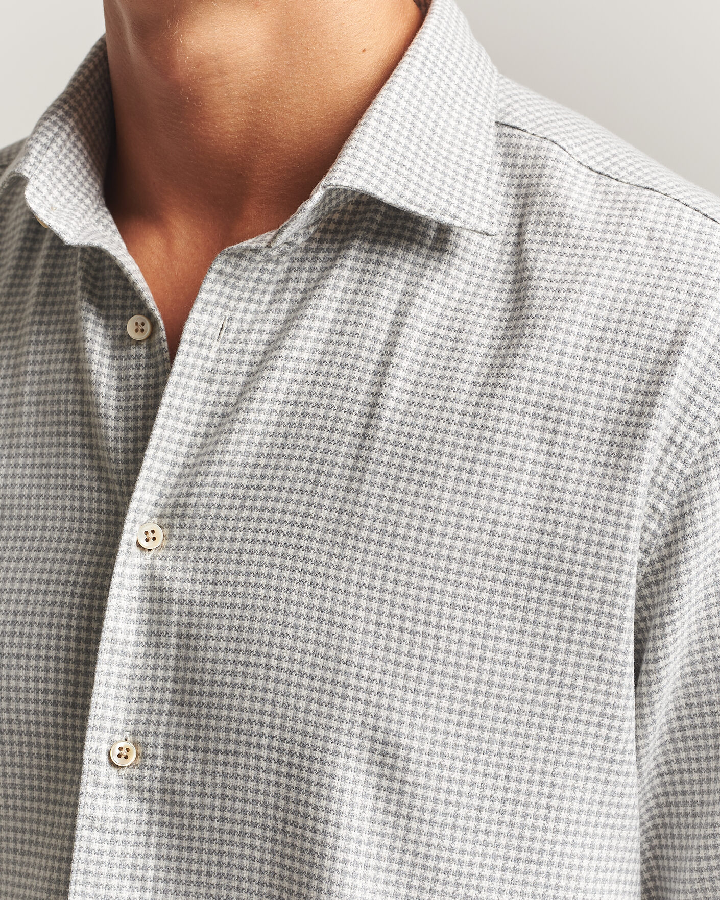 Mies | Kauluspaidat | Stenströms | Regular Fit Houndstooth Flannel Shirt Grey