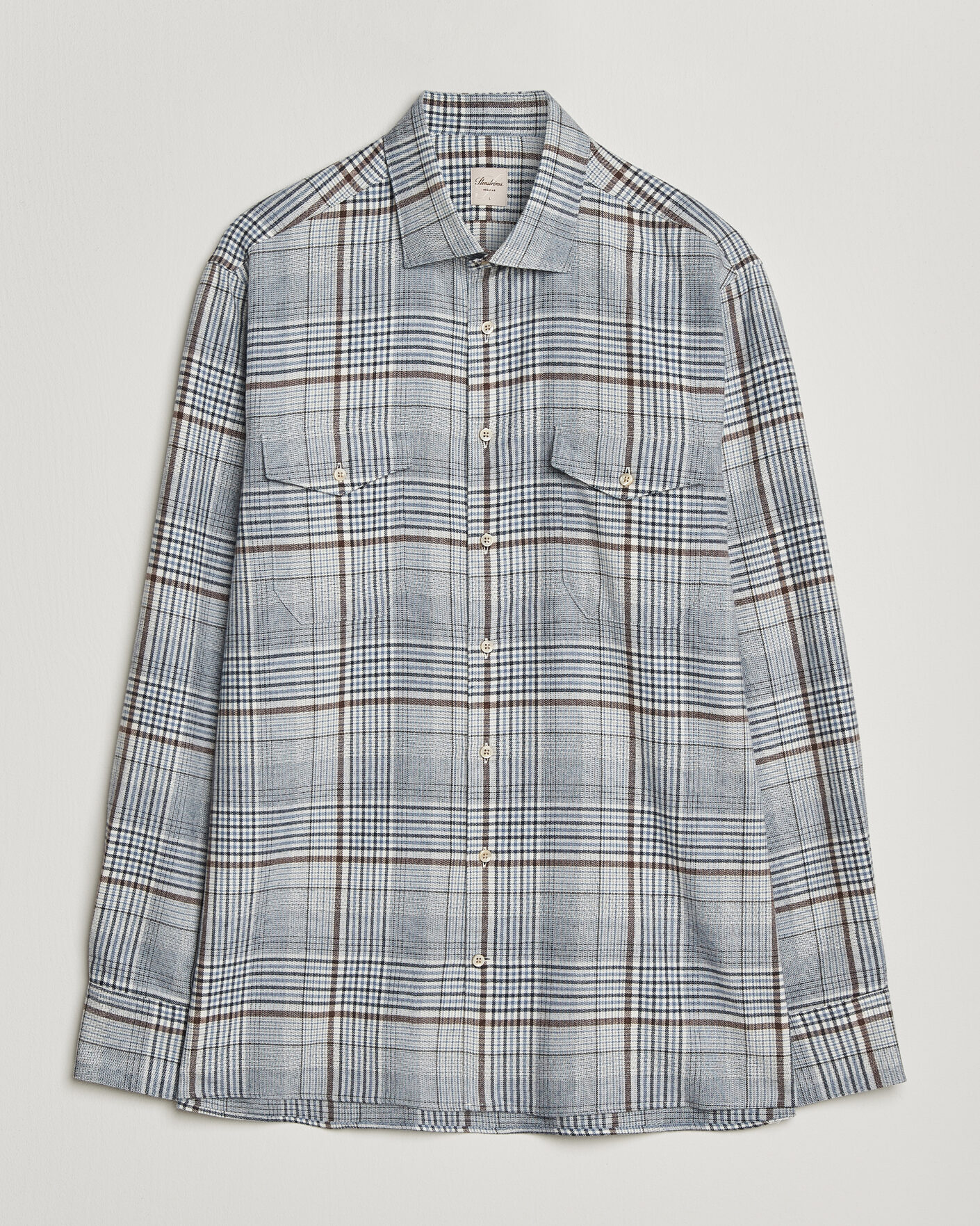 Mies | Kauluspaidat | Stenströms | Regular Fit Front Pocket Flannel Shirt Blue
