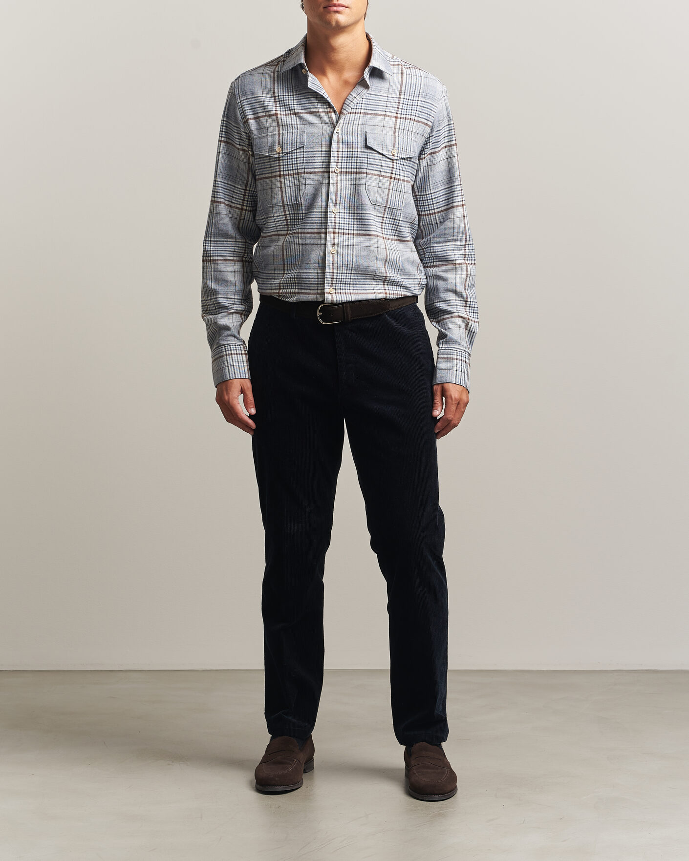 Mies | Kauluspaidat | Stenströms | Regular Fit Front Pocket Flannel Shirt Blue