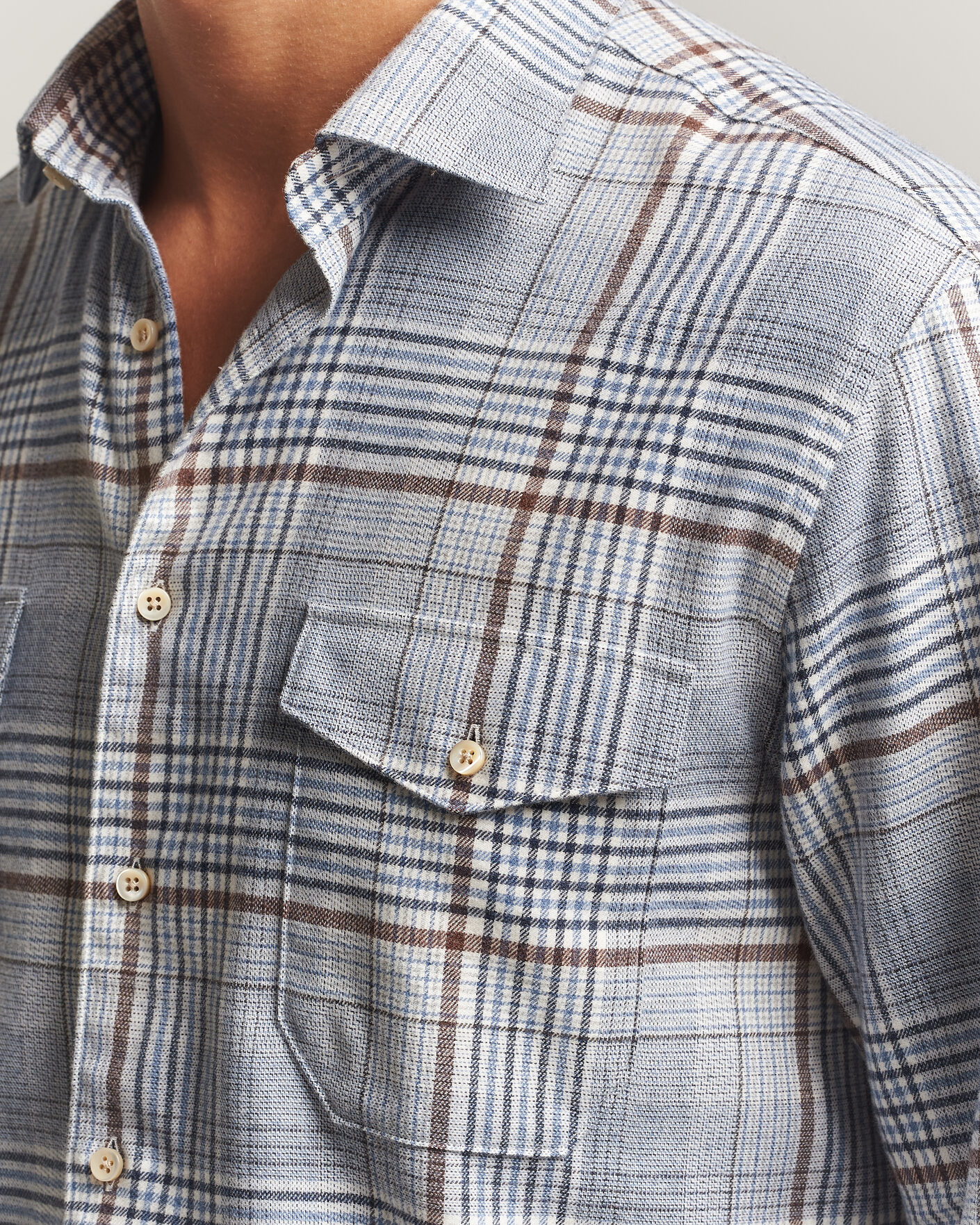 Mies | Kauluspaidat | Stenströms | Regular Fit Front Pocket Flannel Shirt Blue