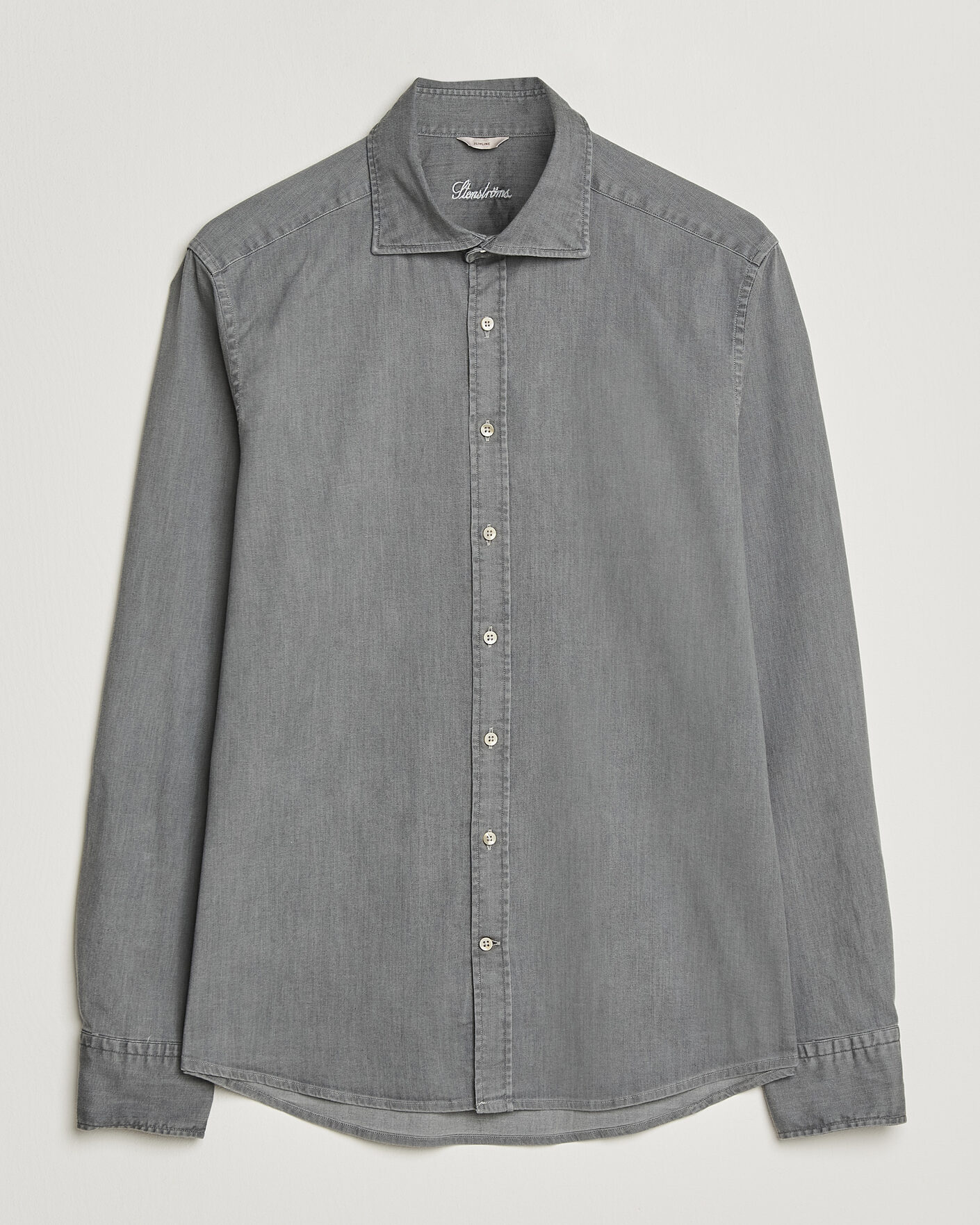 Mies | Kauluspaidat | Stenströms | Slimline Garment Washed Shirt Grey Denim
