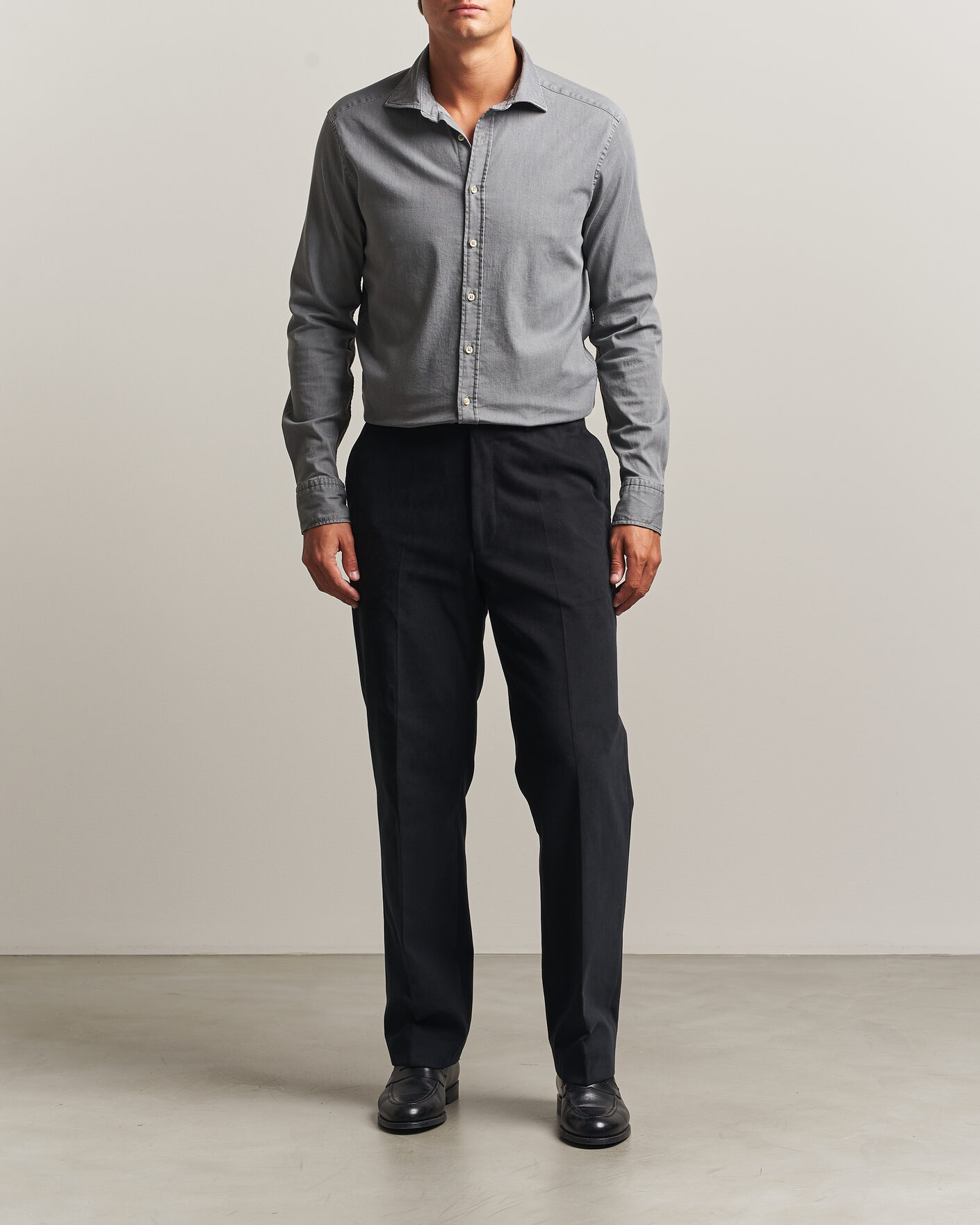 Mies | Kauluspaidat | Stenströms | Slimline Garment Washed Shirt Grey Denim