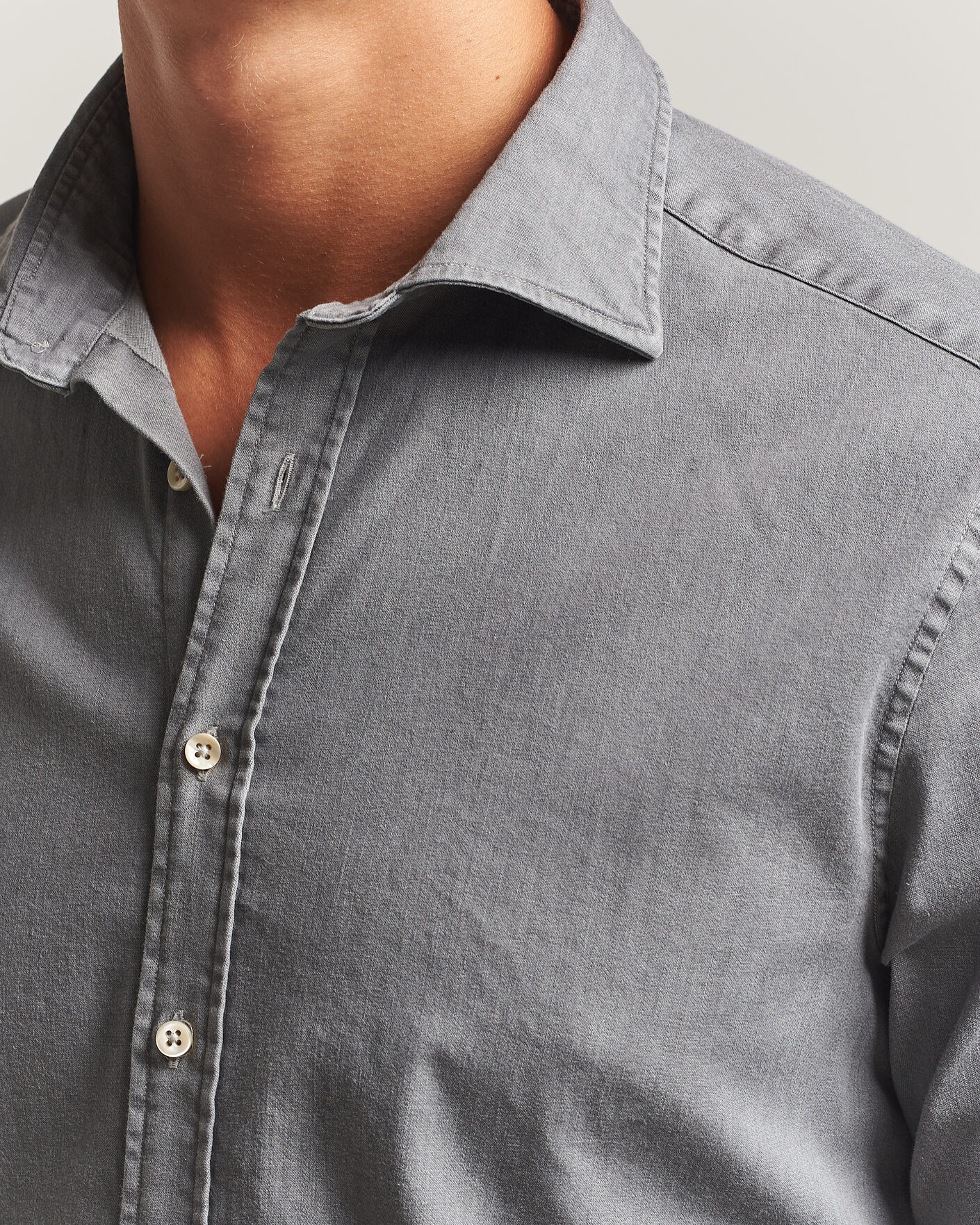 Mies | Kauluspaidat | Stenströms | Slimline Garment Washed Shirt Grey Denim