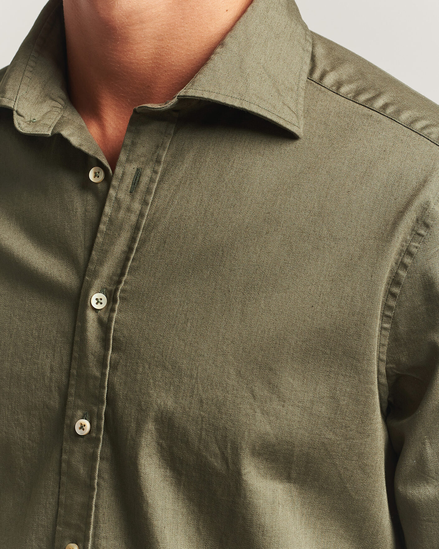 Mies | Kauluspaidat | Stenströms | Slimline Garment Washed Shirt Green Denim