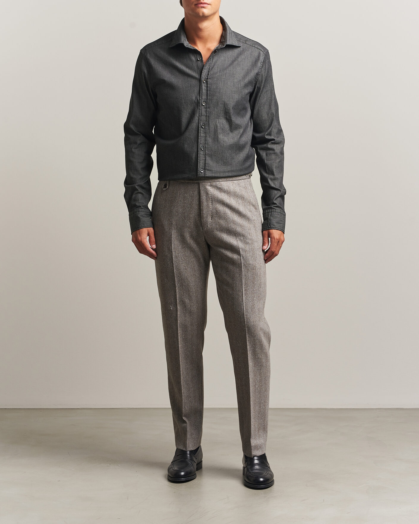 Mies | Kauluspaidat | Stenströms | Slimline Garment Washed Shirt Black Denim