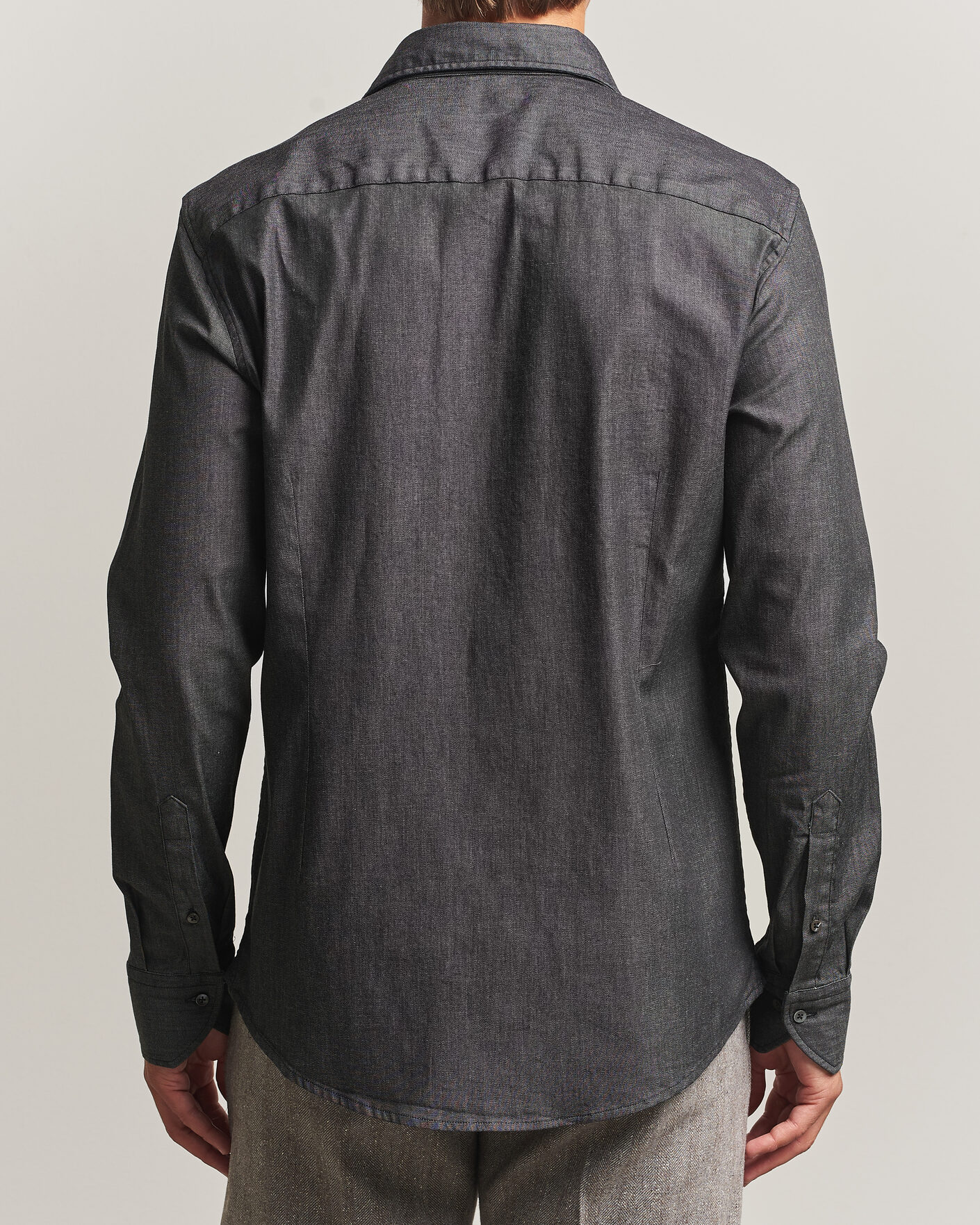 Mies | Kauluspaidat | Stenströms | Slimline Garment Washed Shirt Black Denim