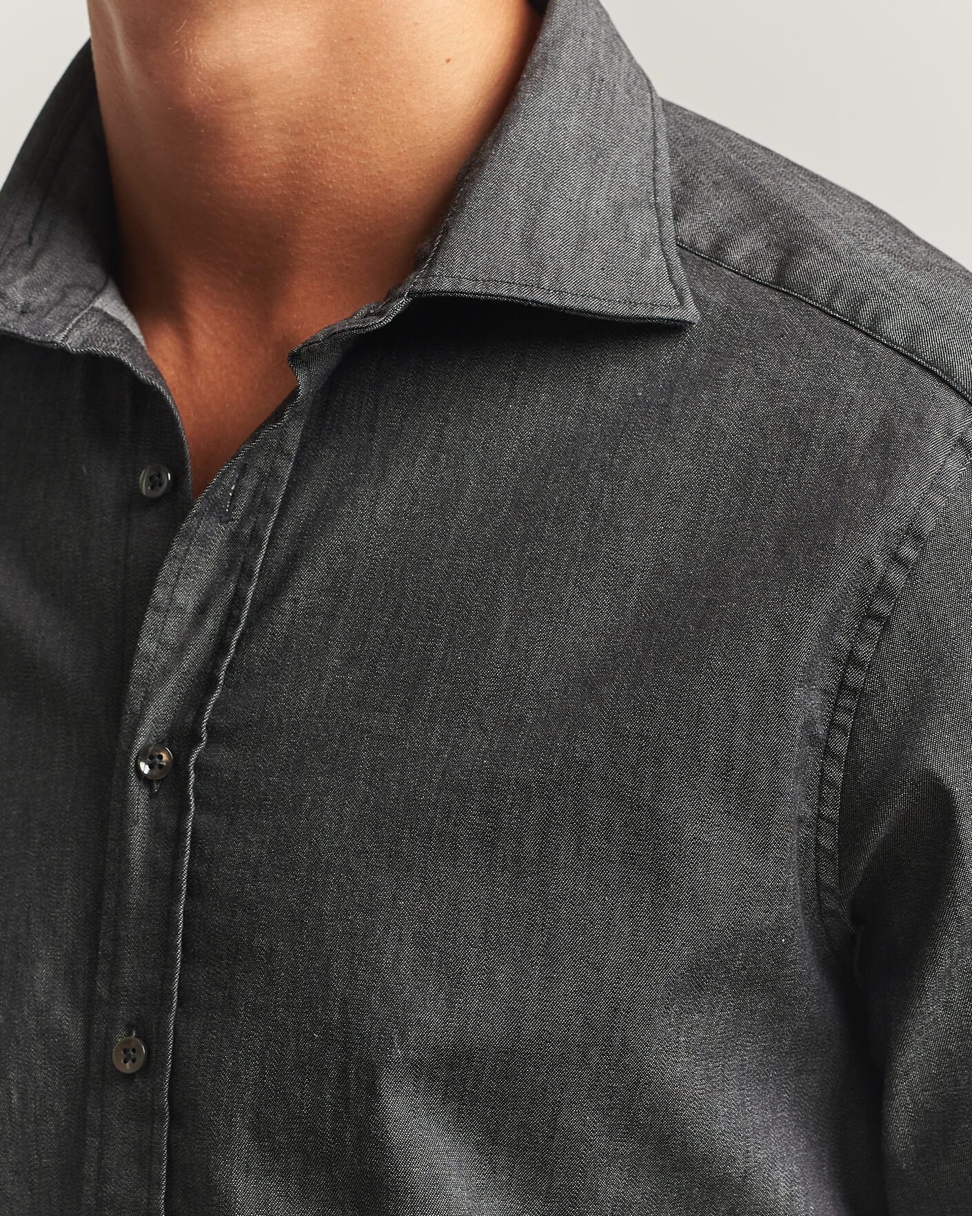 Mies | Kauluspaidat | Stenströms | Slimline Garment Washed Shirt Black Denim