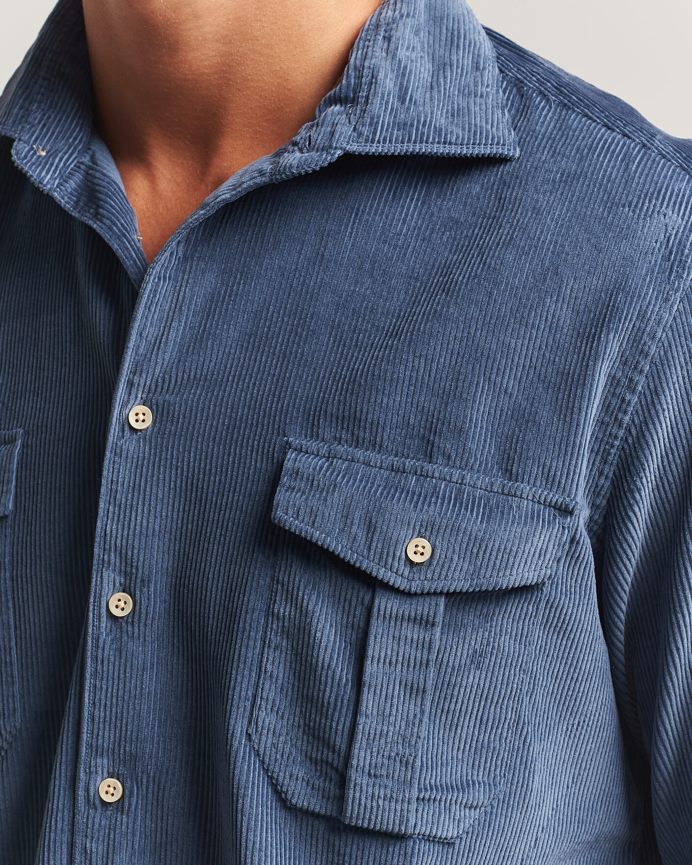 Mies | Kauluspaidat | Stenströms | Regular Fit Cord Pocket Shirt Blue