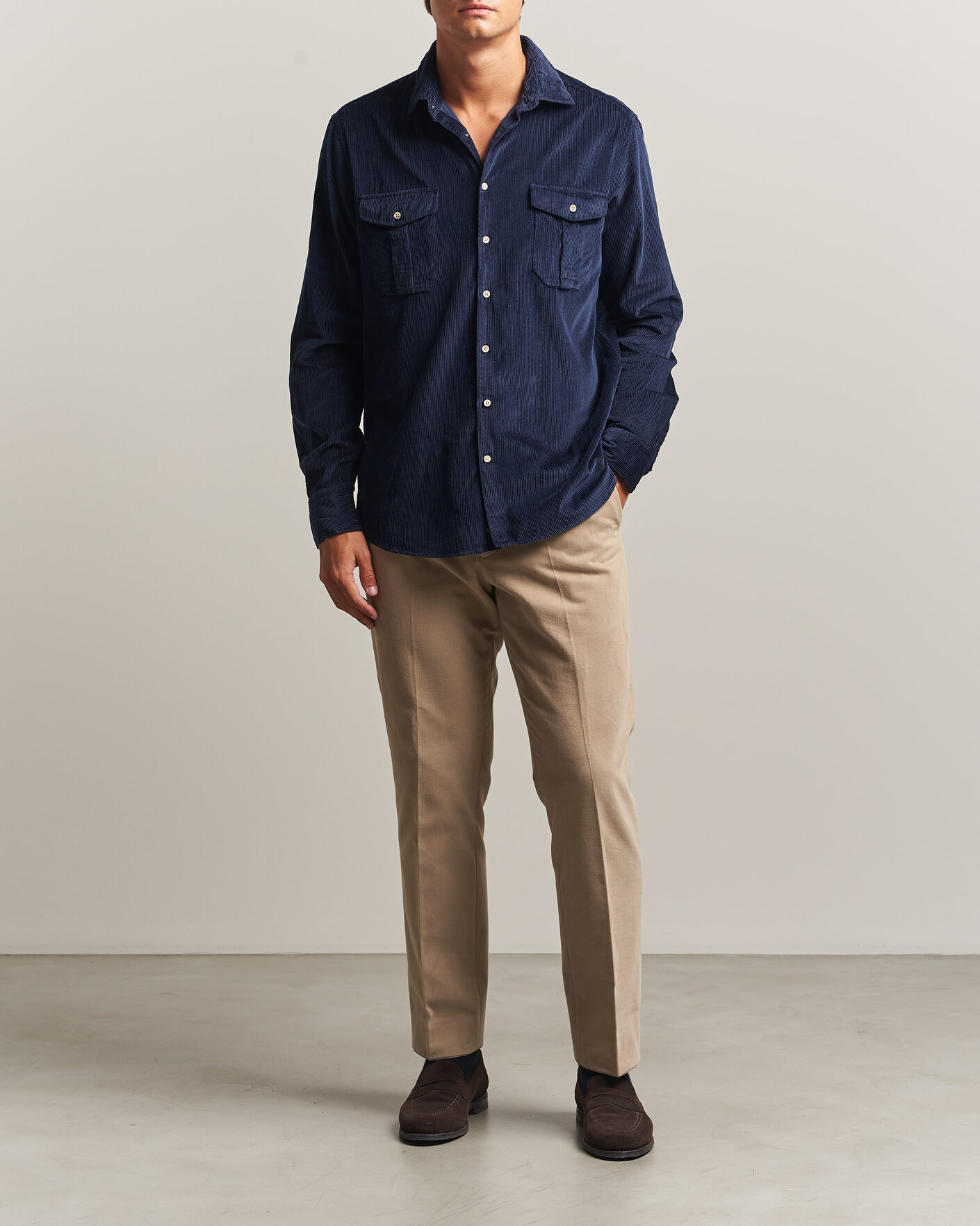 Mies | Kauluspaidat | Stenströms | Regular Fit Cord Pocket Shirt Navy