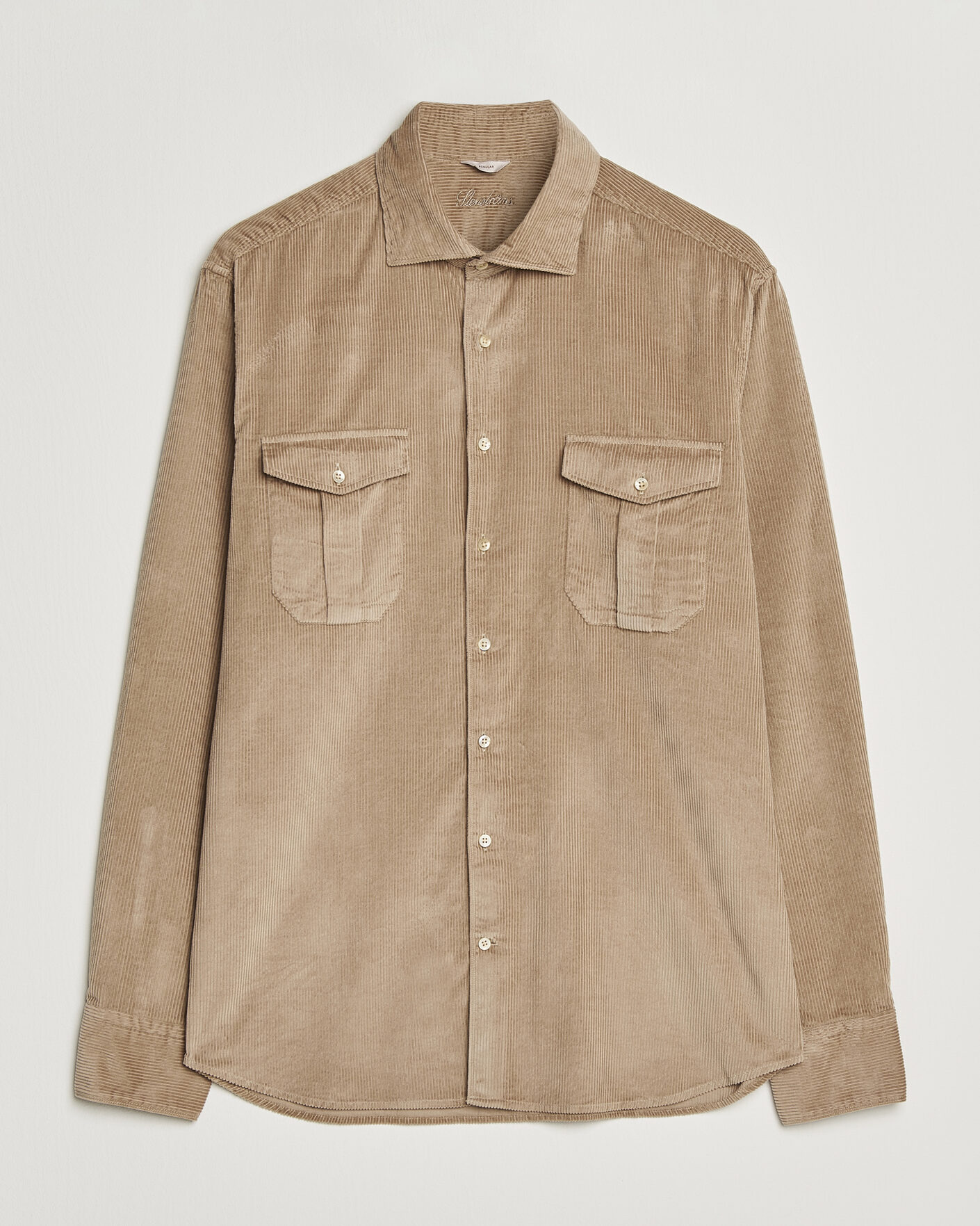 Mies | Kauluspaidat | Stenströms | Regular Fit Cord Pocket Shirt Light Brown