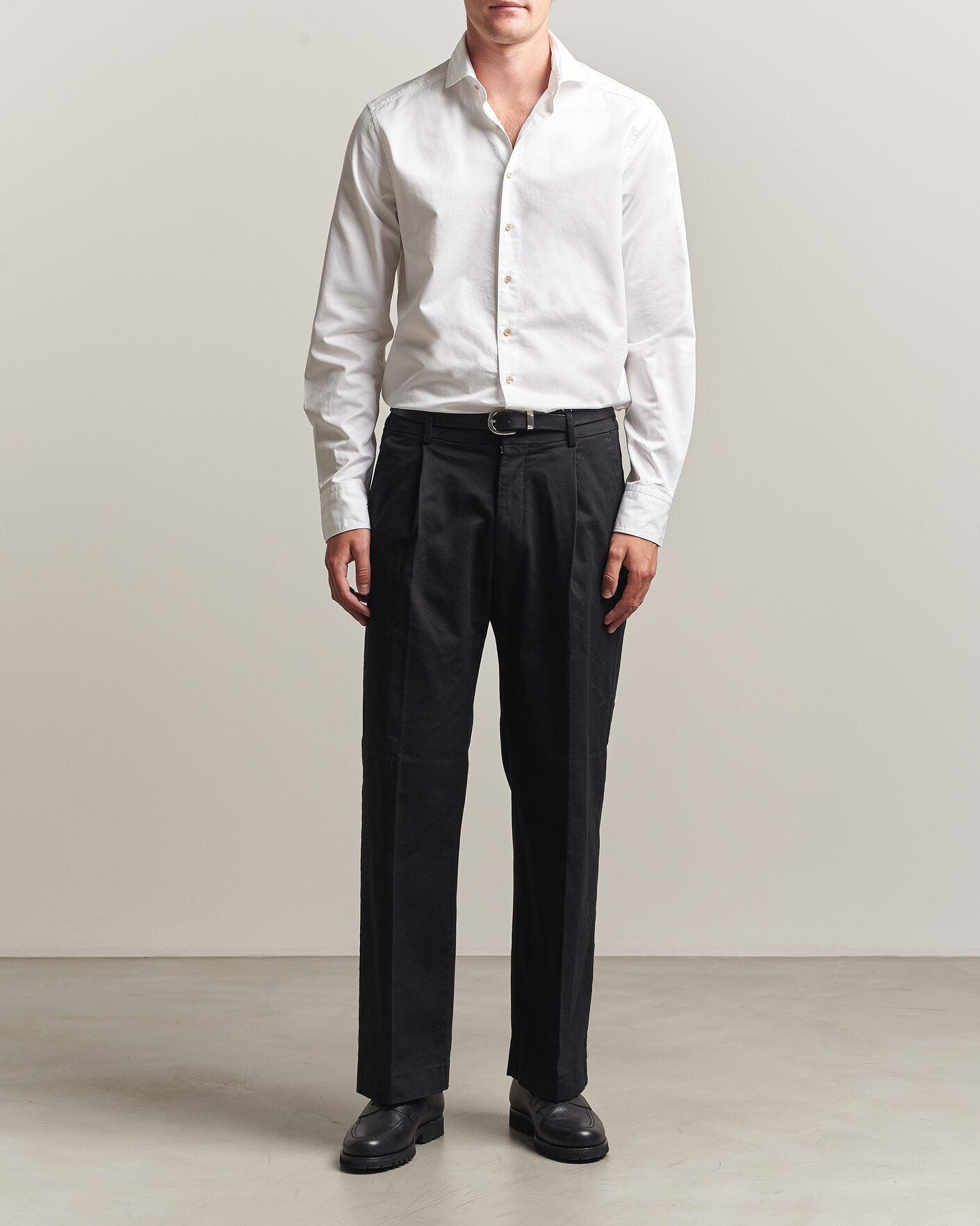 Mies | Kauluspaidat | Stenströms | Slimline Washed Cotton Twill Cut Away Shirt White